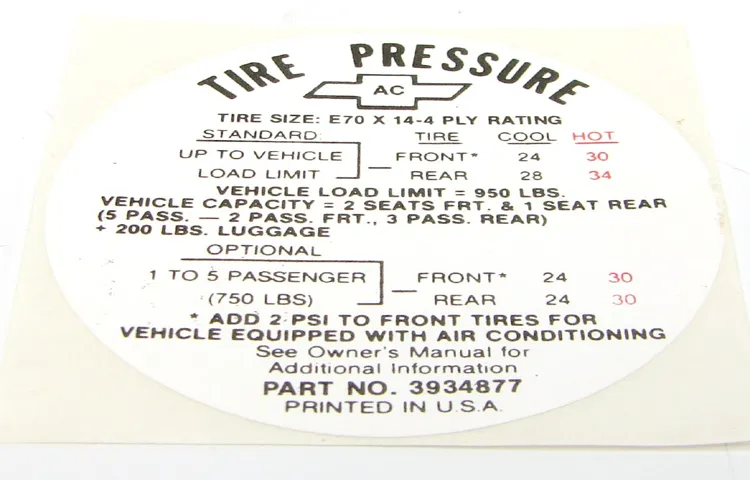 what should the tire pressure be on a camaro