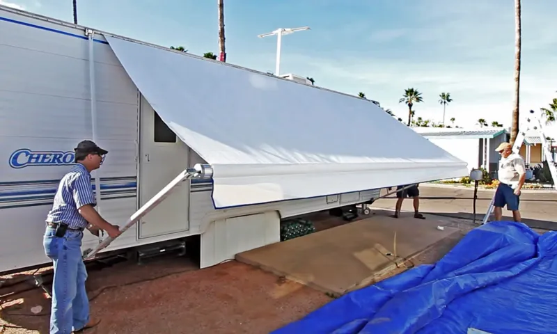 how to install a new awning on an rv