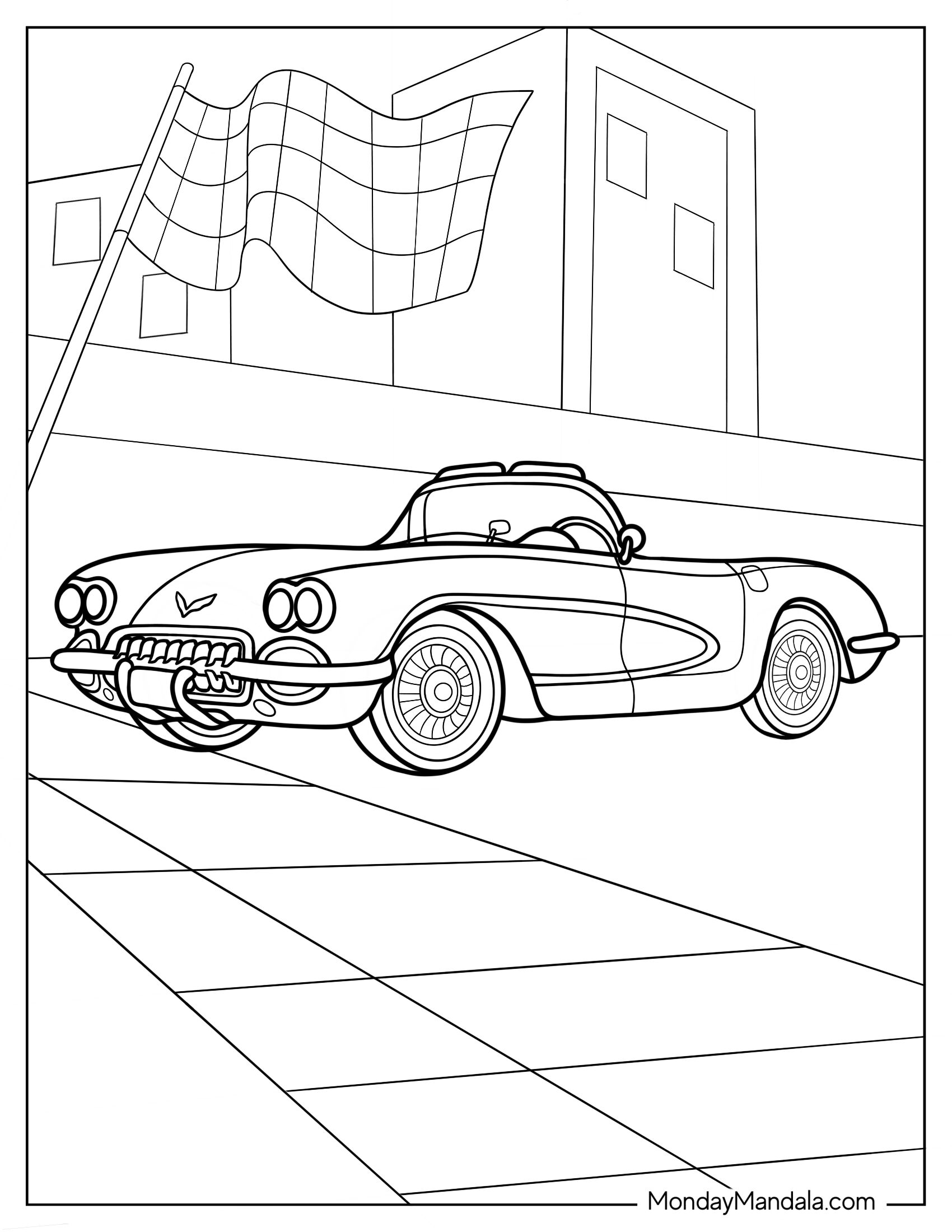 1955 Corvette V8 Coloring Sheet