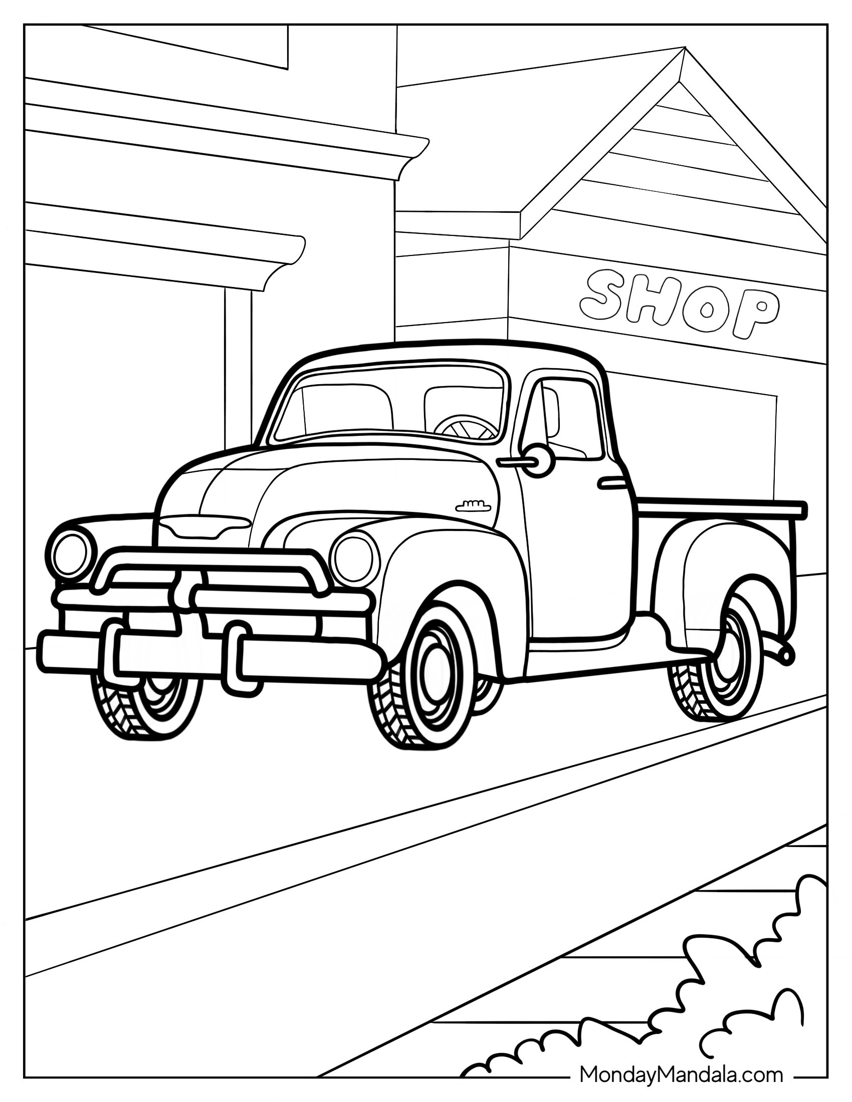 1960s Old Style Pickup Truck To Color