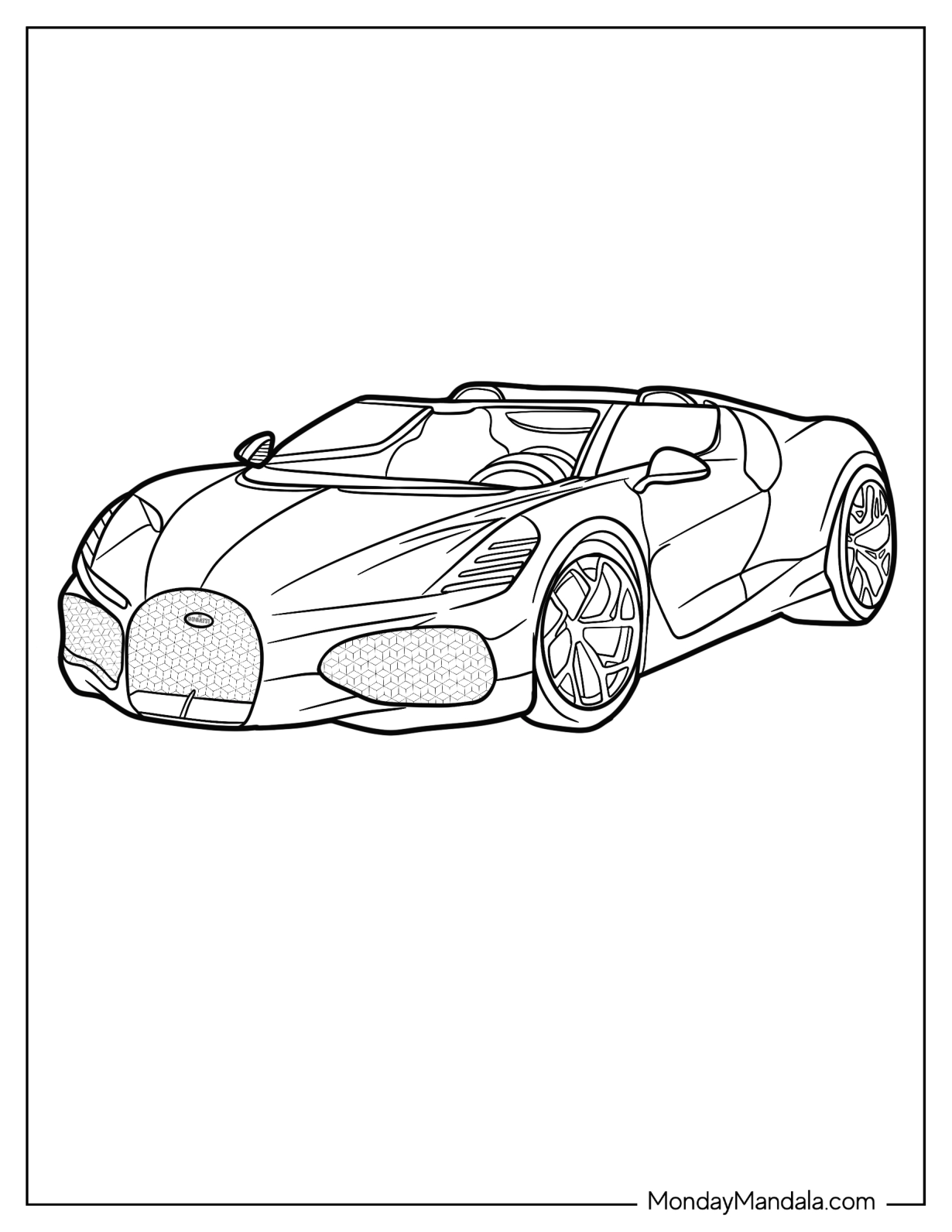 2024 Bugatti Coloring Page W16 Mistral