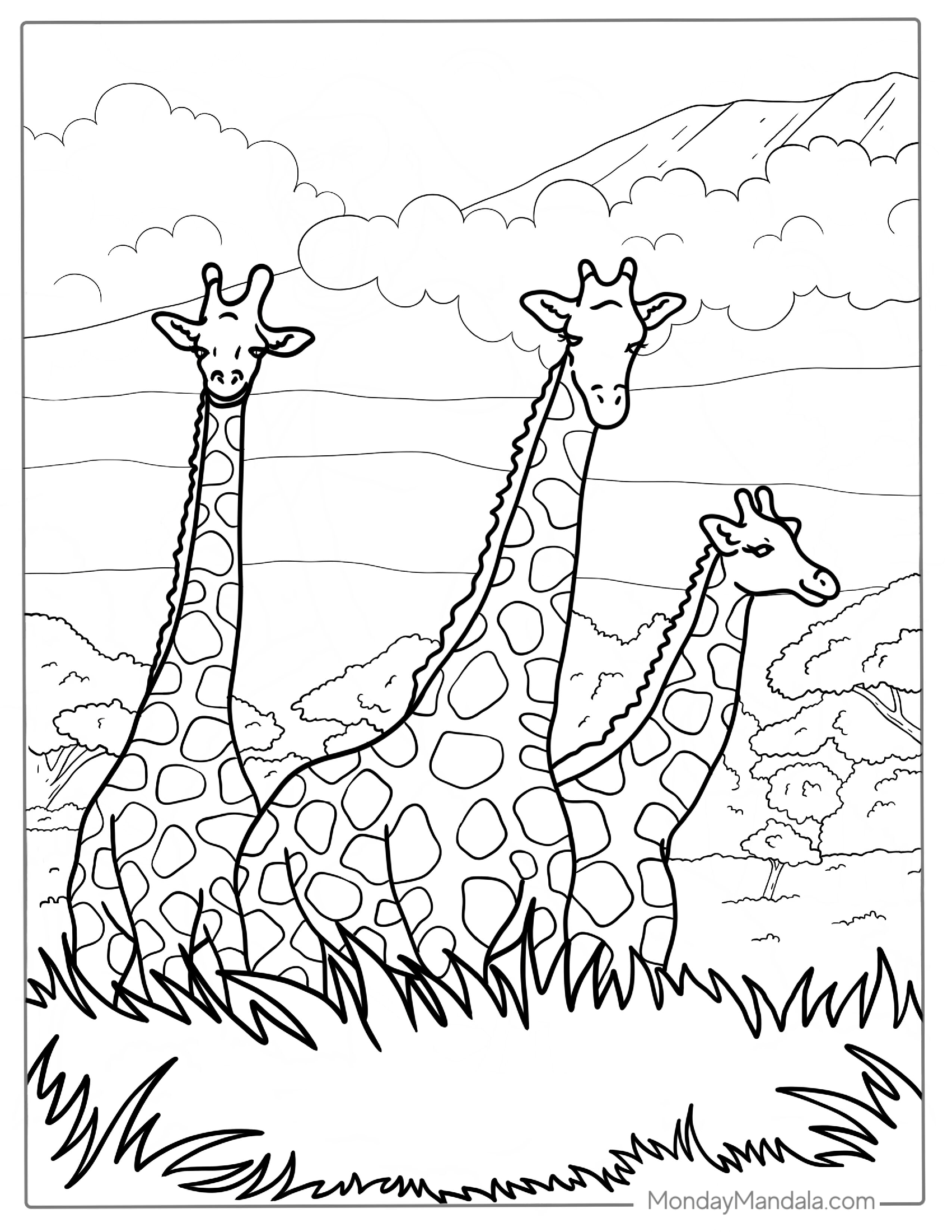 A Tower Of Giraffes In The Wild To Color