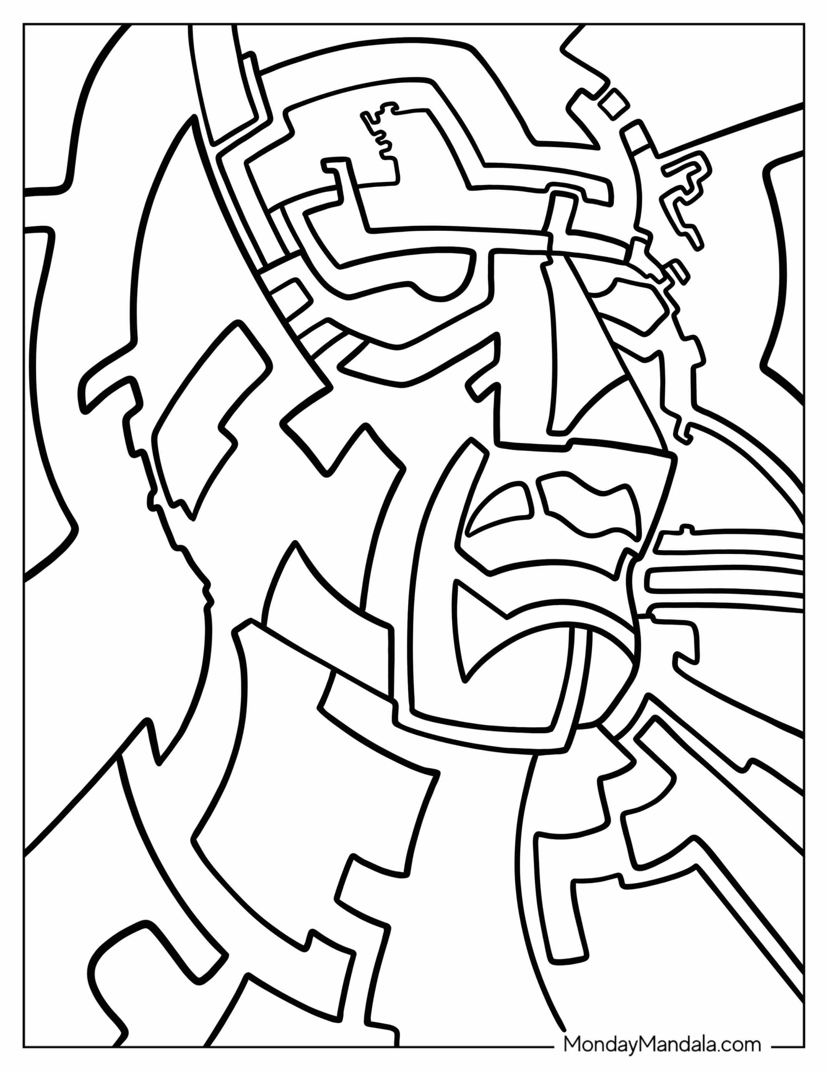 Abstract Coloring Page Man Face