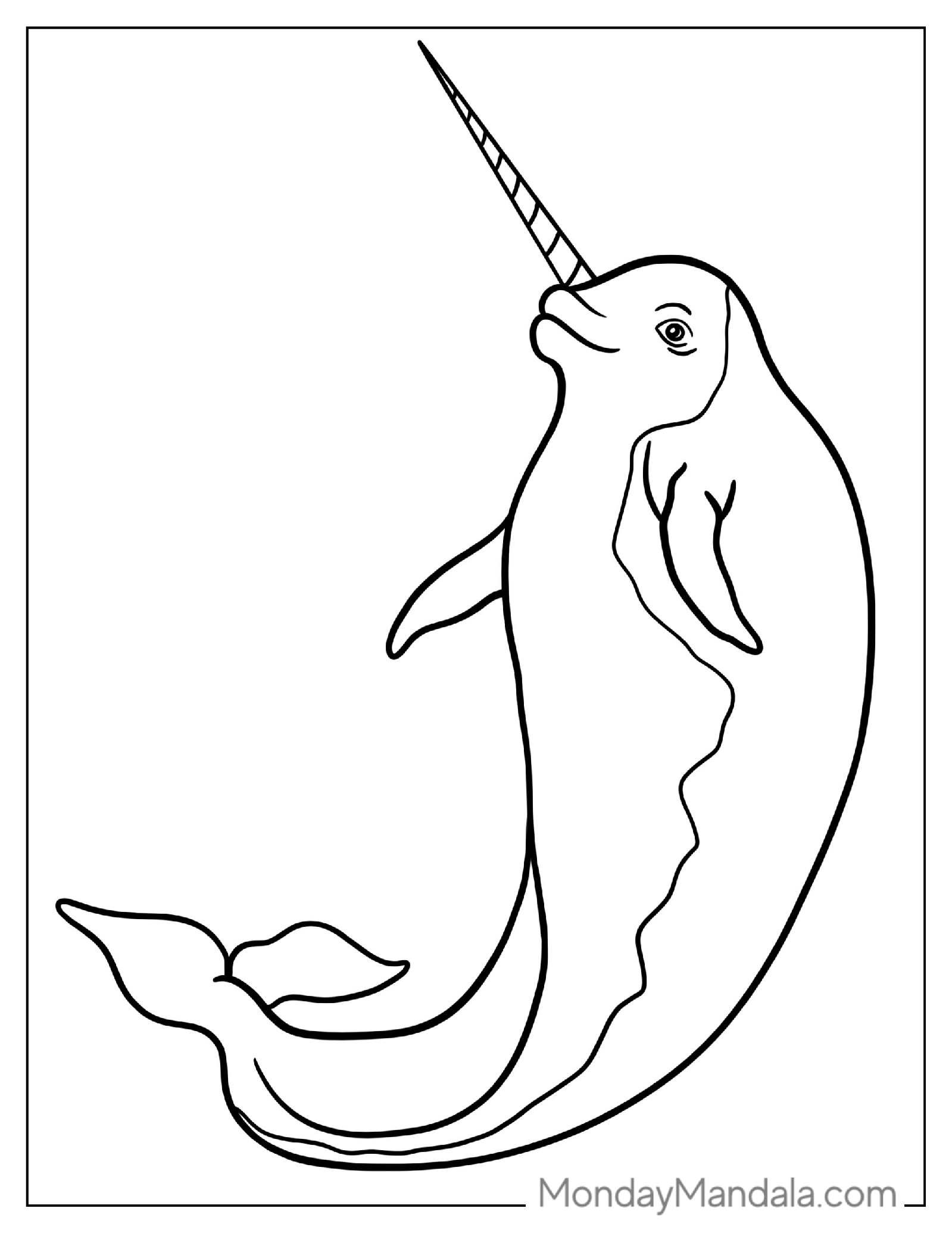 Adult Narwhal Coloring Sheet