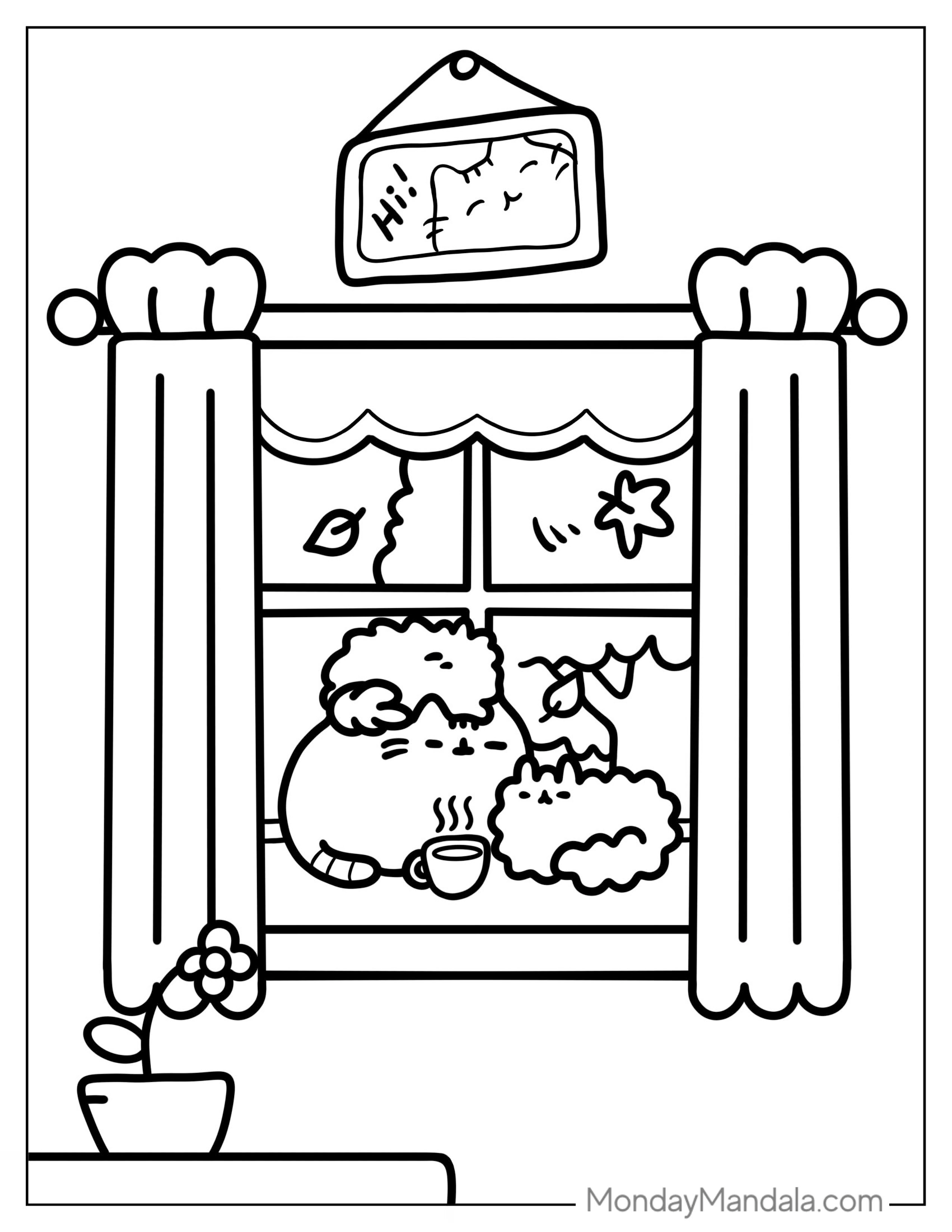 Aesthetic Kawaii Pusheen Coloring Page