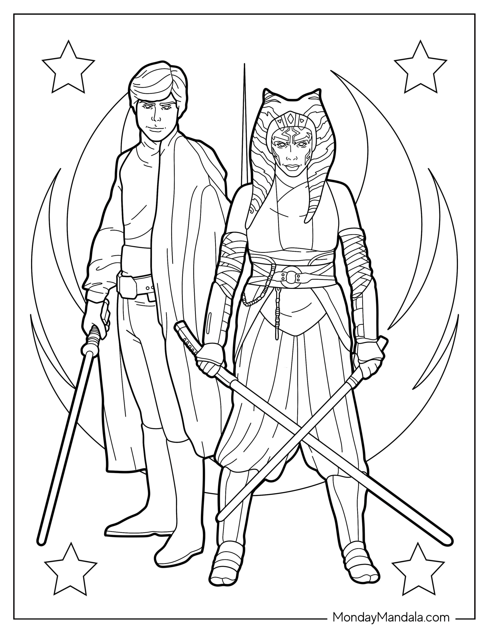 Ahsoka Coloring Page With Luke Skywalker