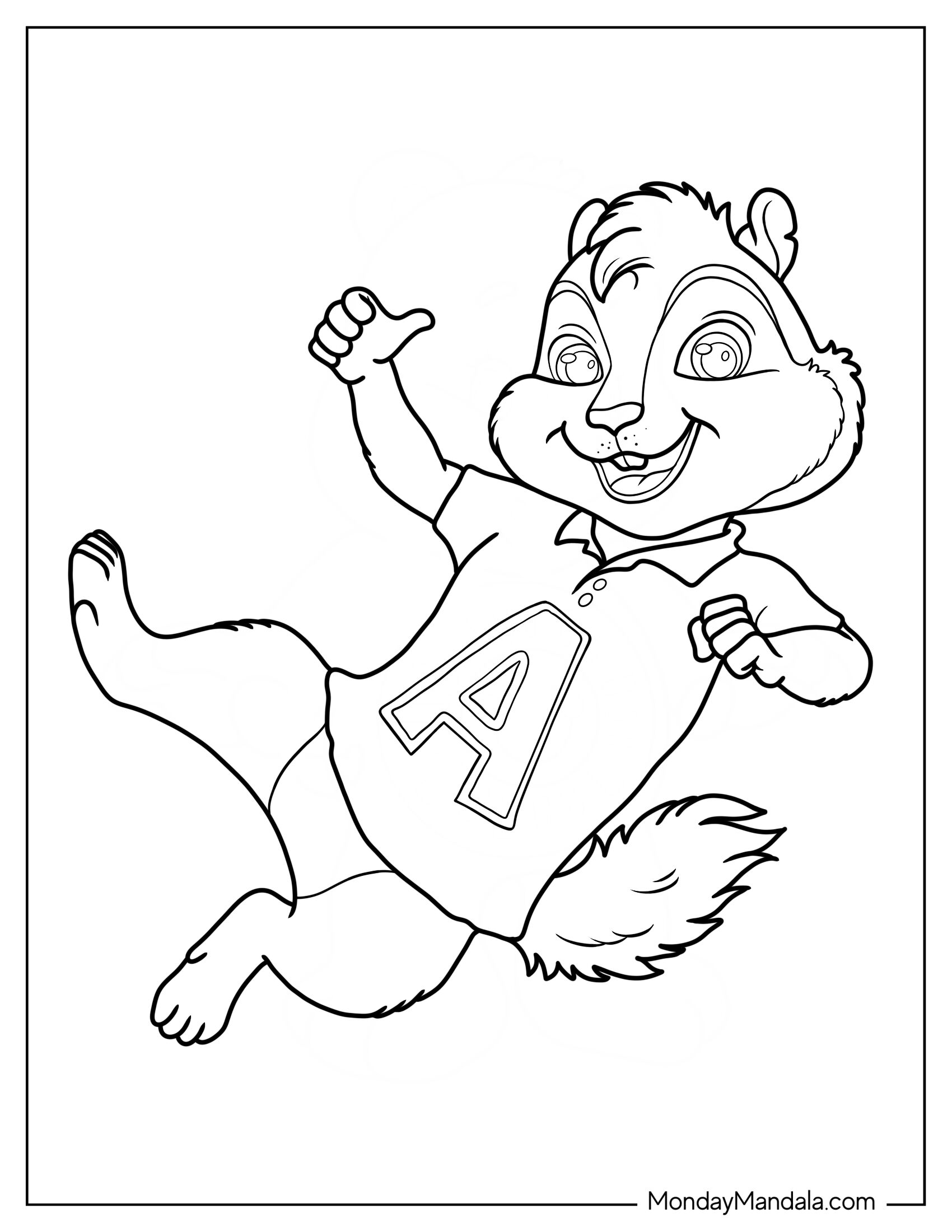 Alvin And The Chipmunks Coloring Page Of Alvin Wearing Polo Shirt