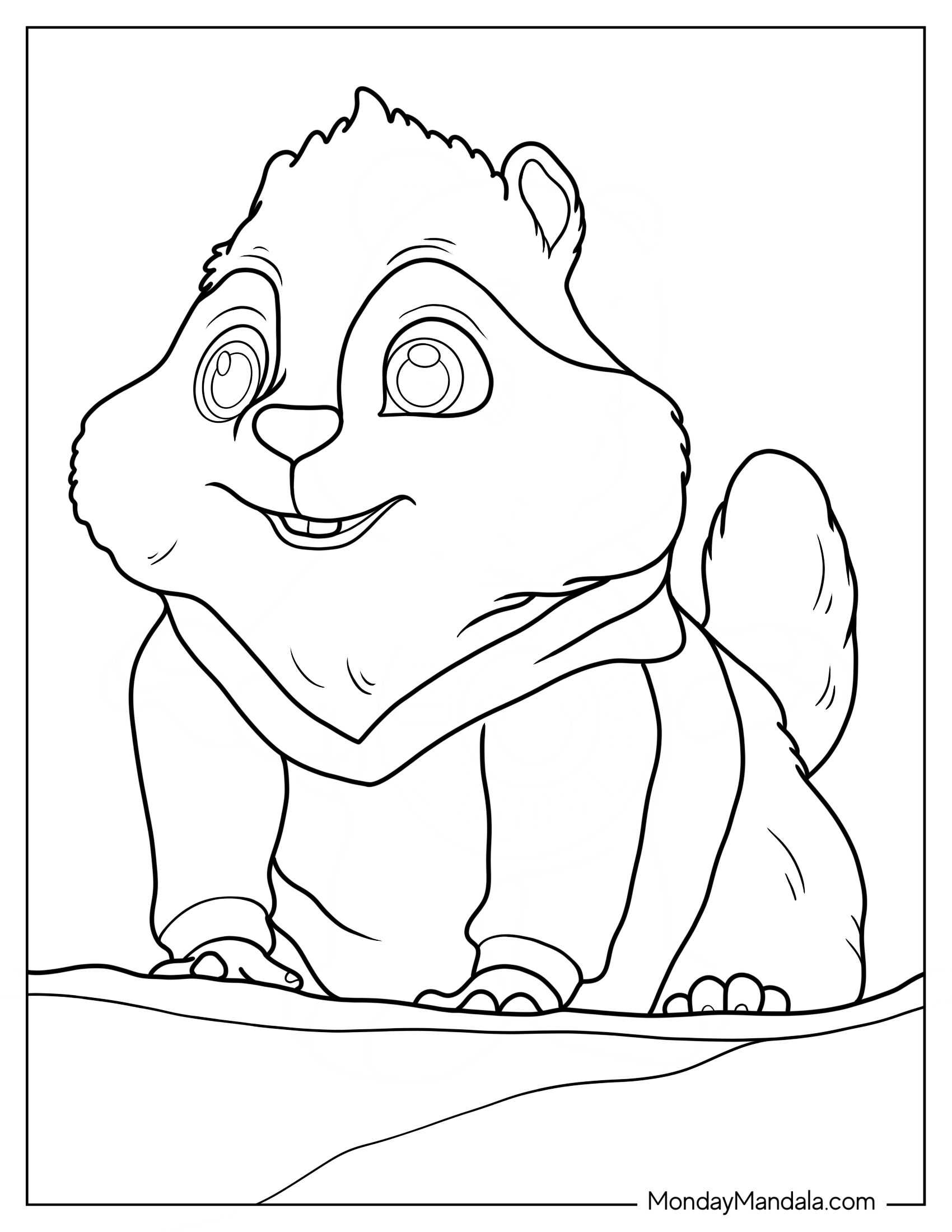 Alvin And The Chipmunks Coloring Page Of Simple Outline Of Theodore For Kids