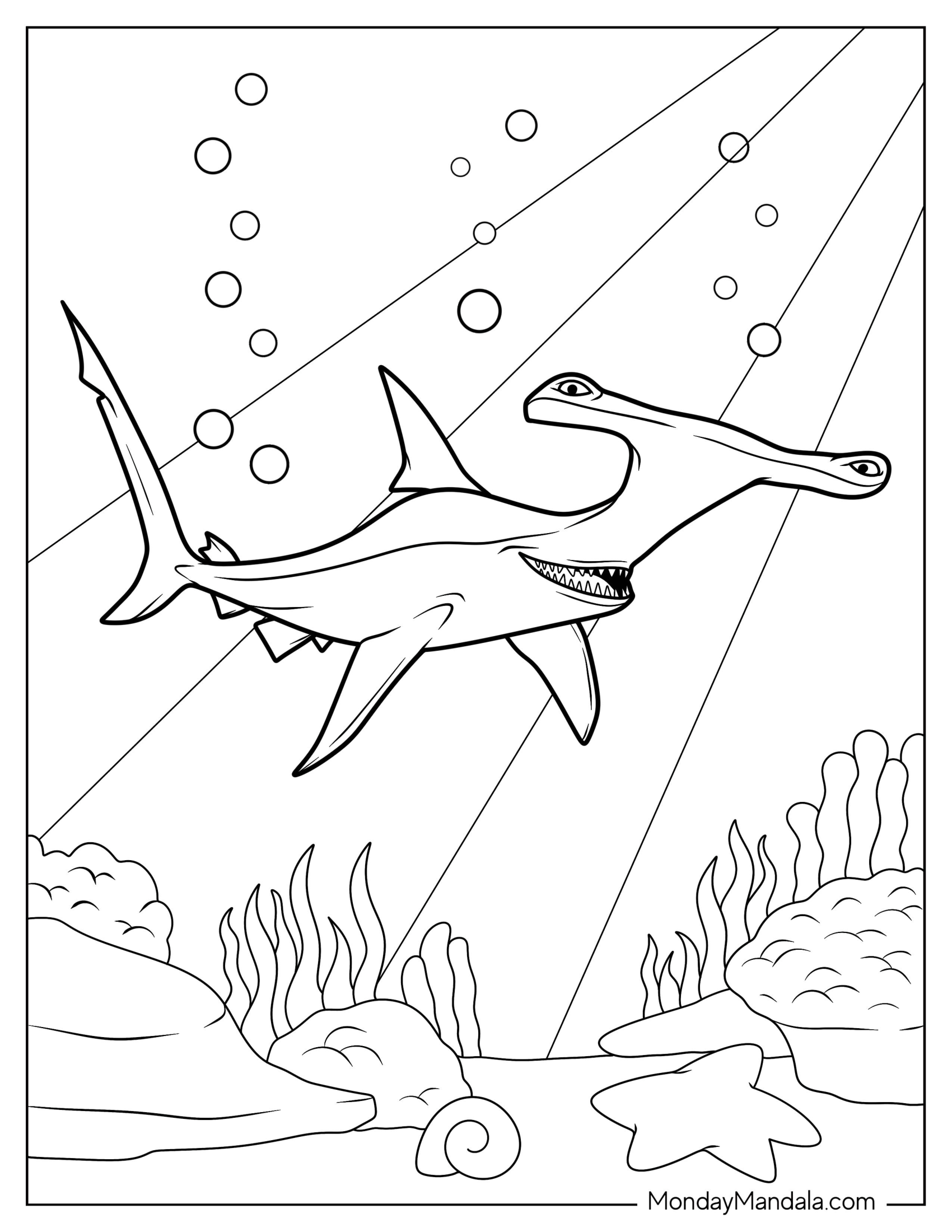 Anchor The Hammerhead Shark Coloring Page Finding Nemo