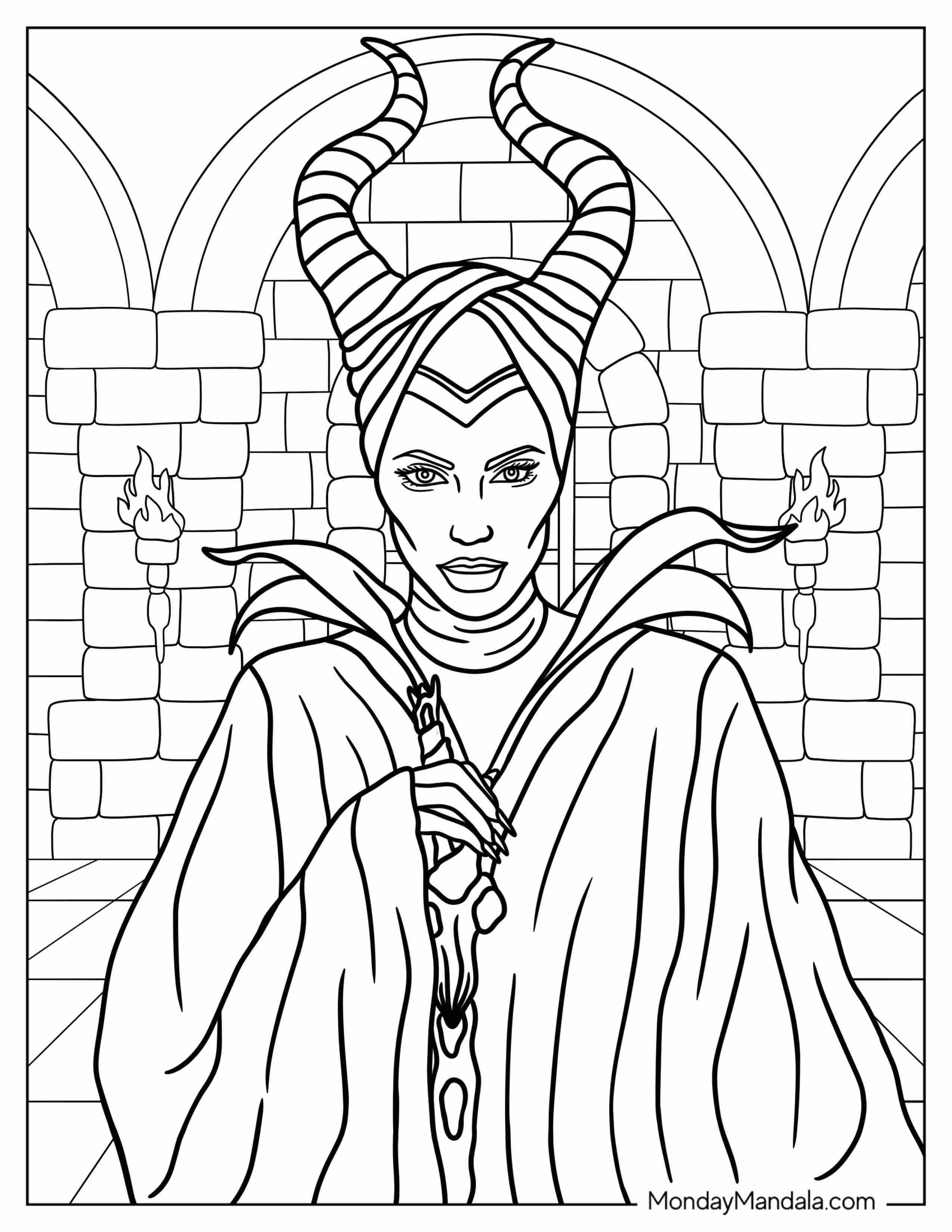 Angelina Jolie As Maleficent Coloring Page