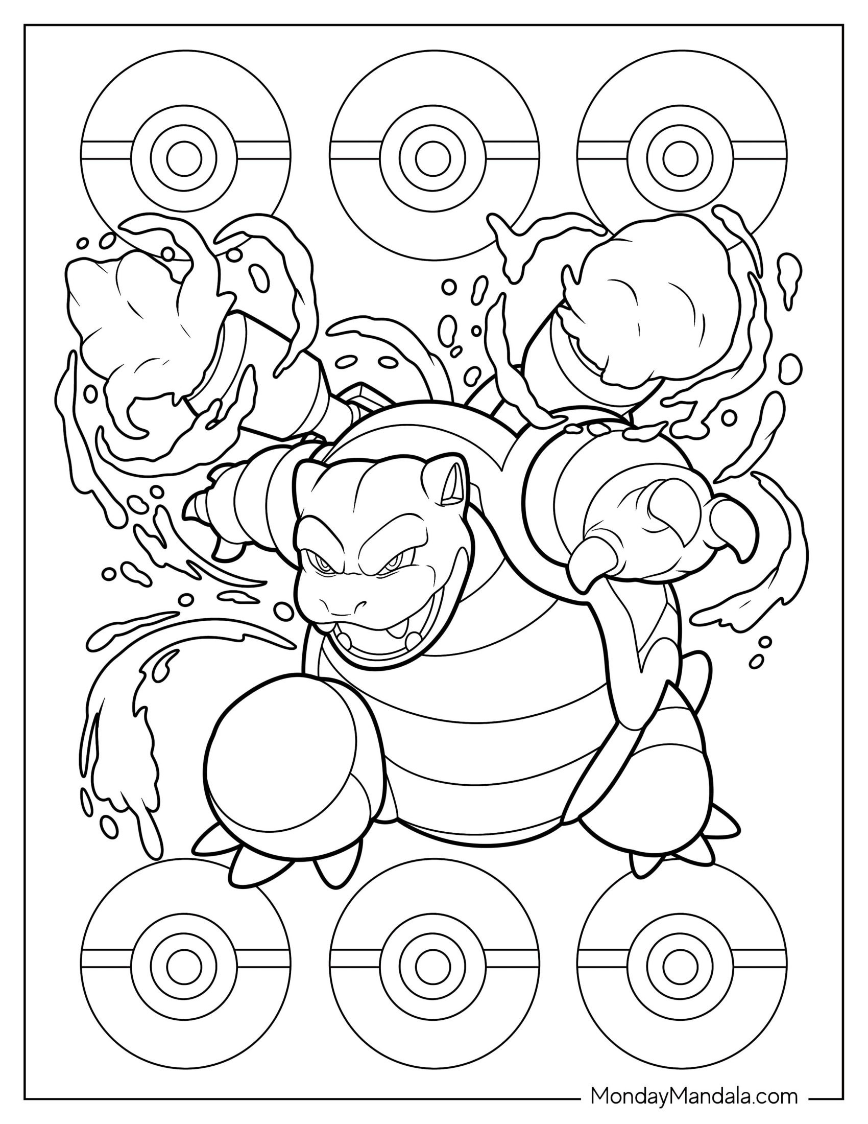 Angry Mega Blastoise Coloring Page