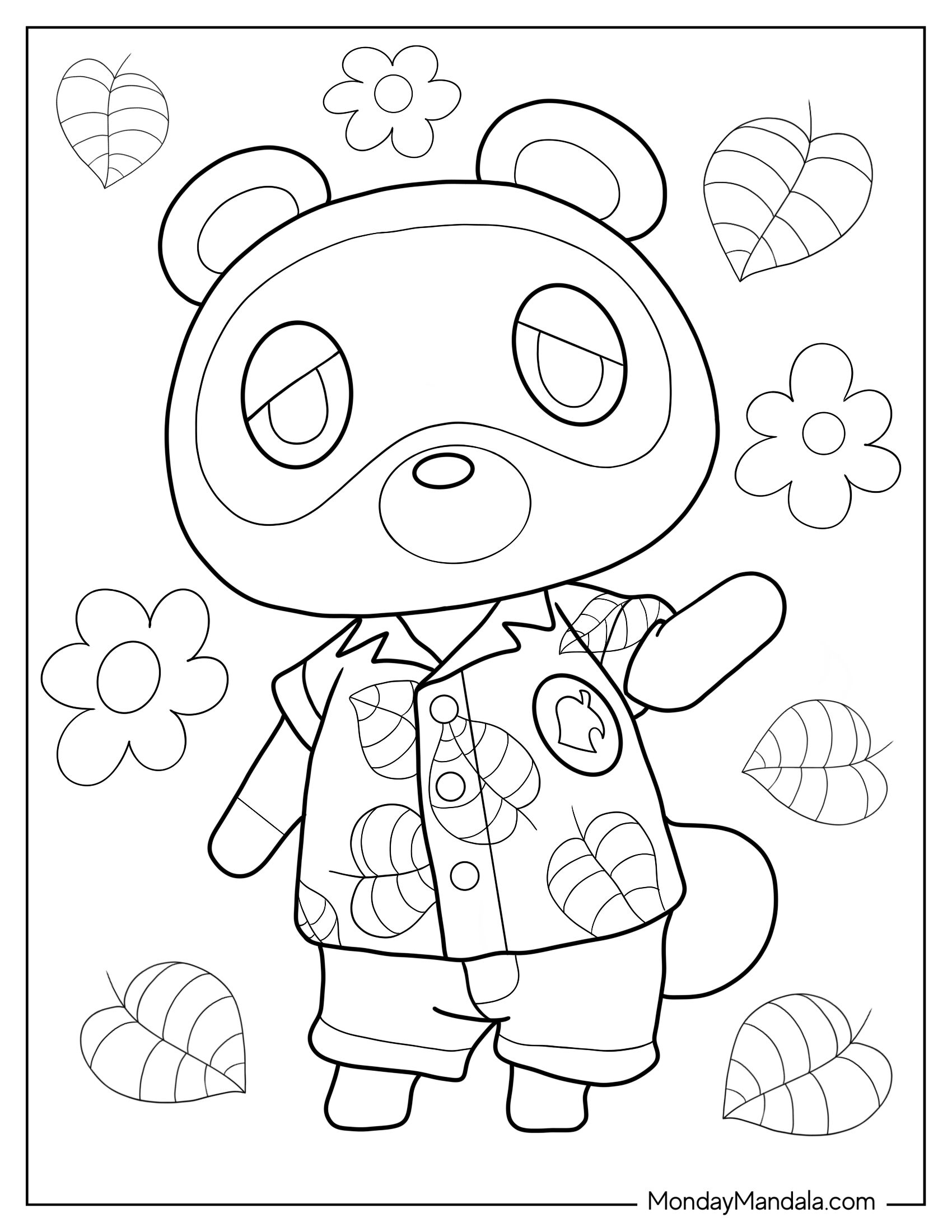 Animal Crossing Coloring Page Of Kawaii Tom Nook For Kids