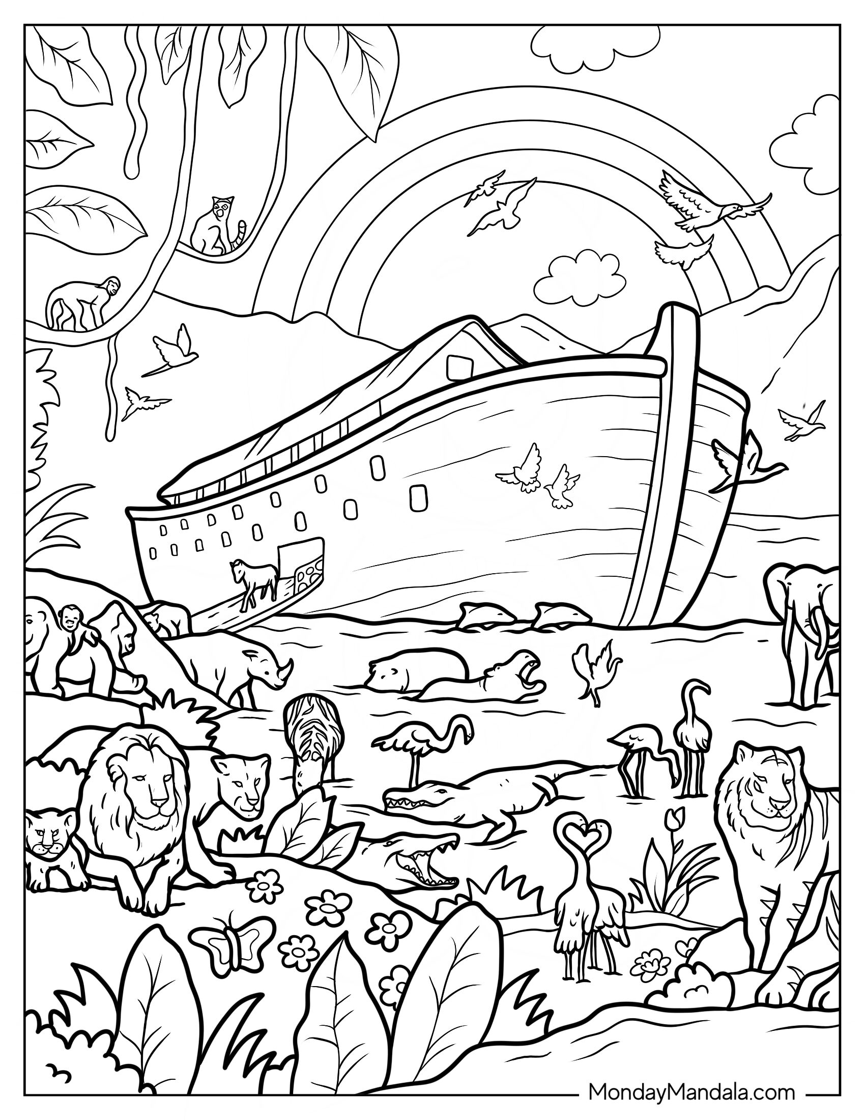 Animals Leaving Noah's Ark Coloring Page