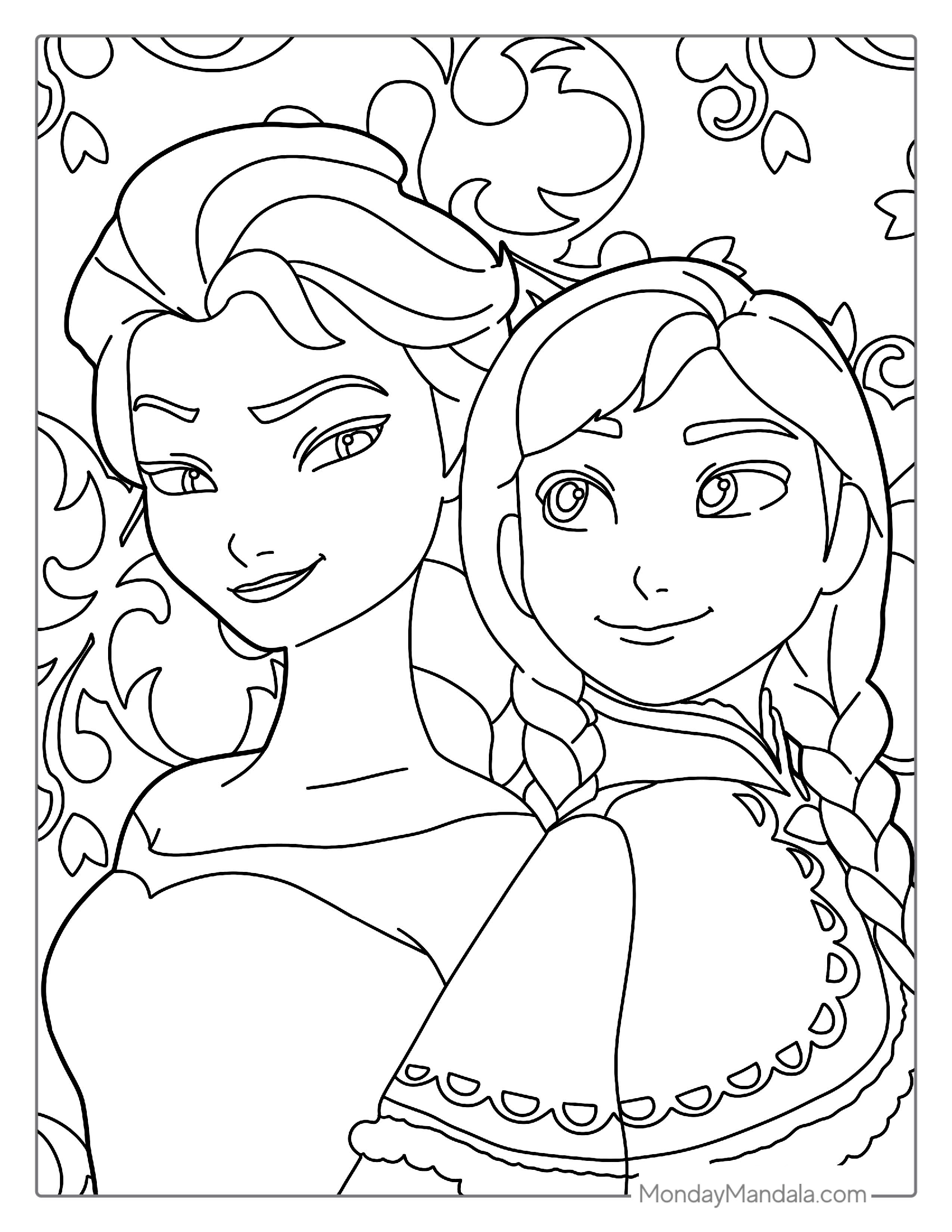 Anna And Elsa To Color For Kids