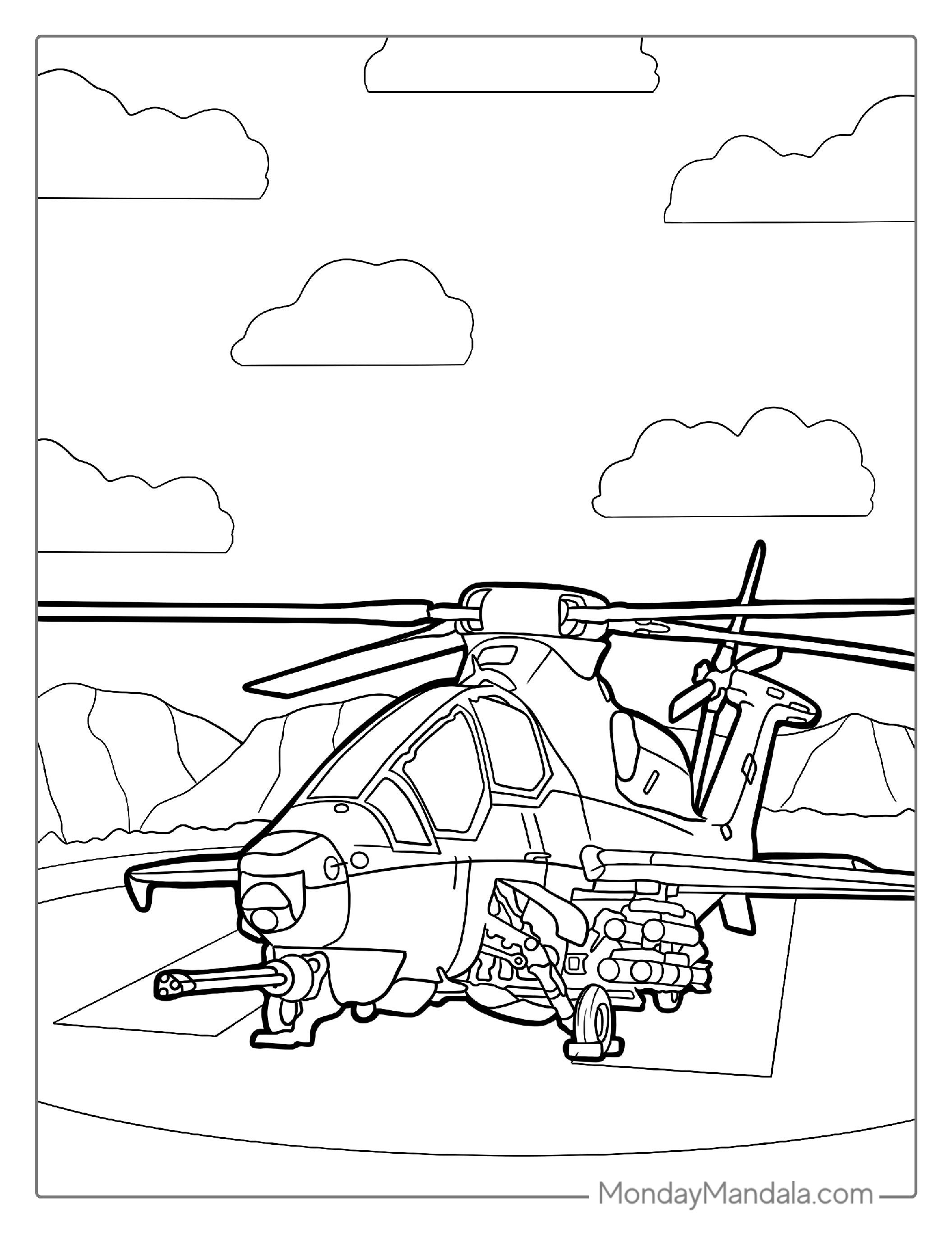 Apache Helicopter Coloring Page