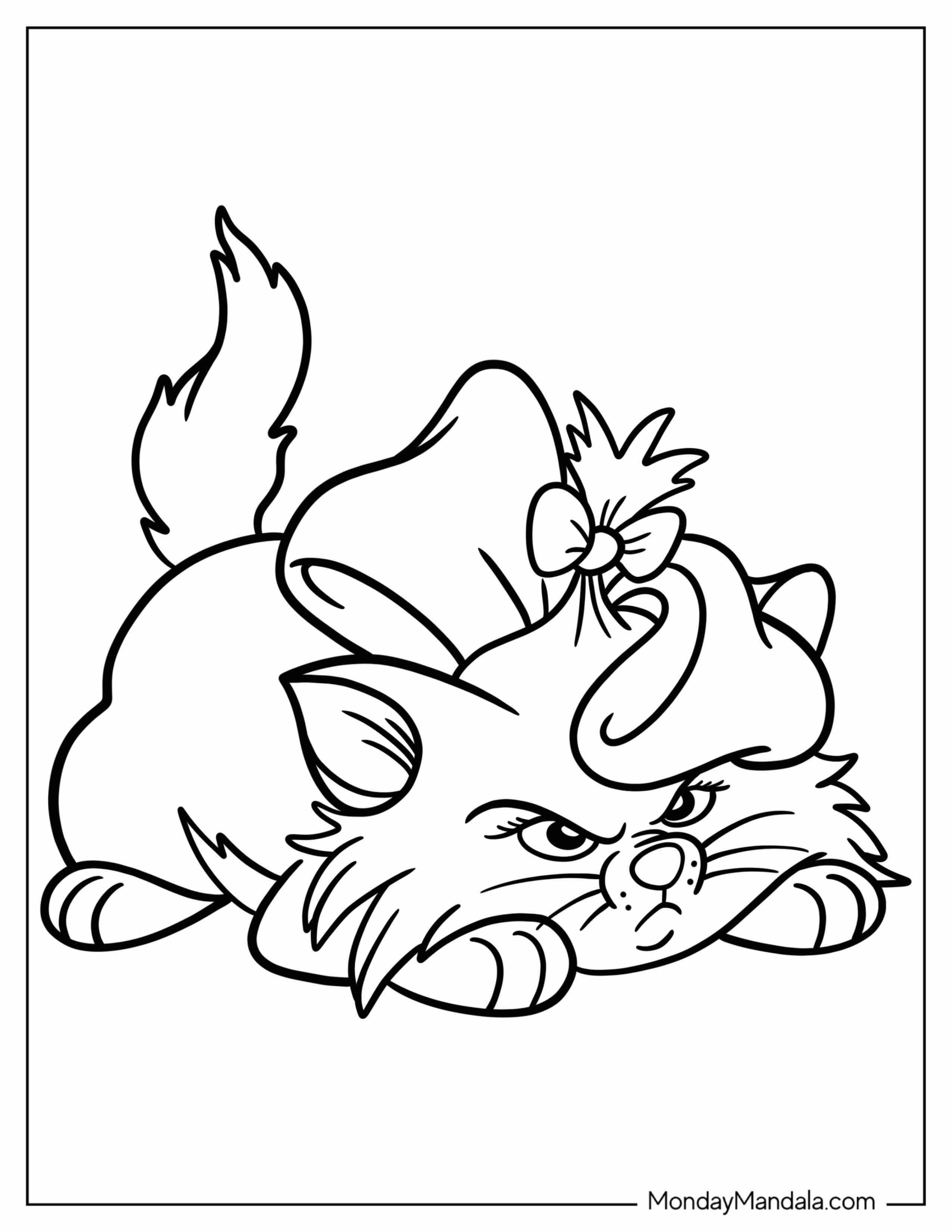 Aristocats Coloring Page Of Easy Outline Of Marie Pouting