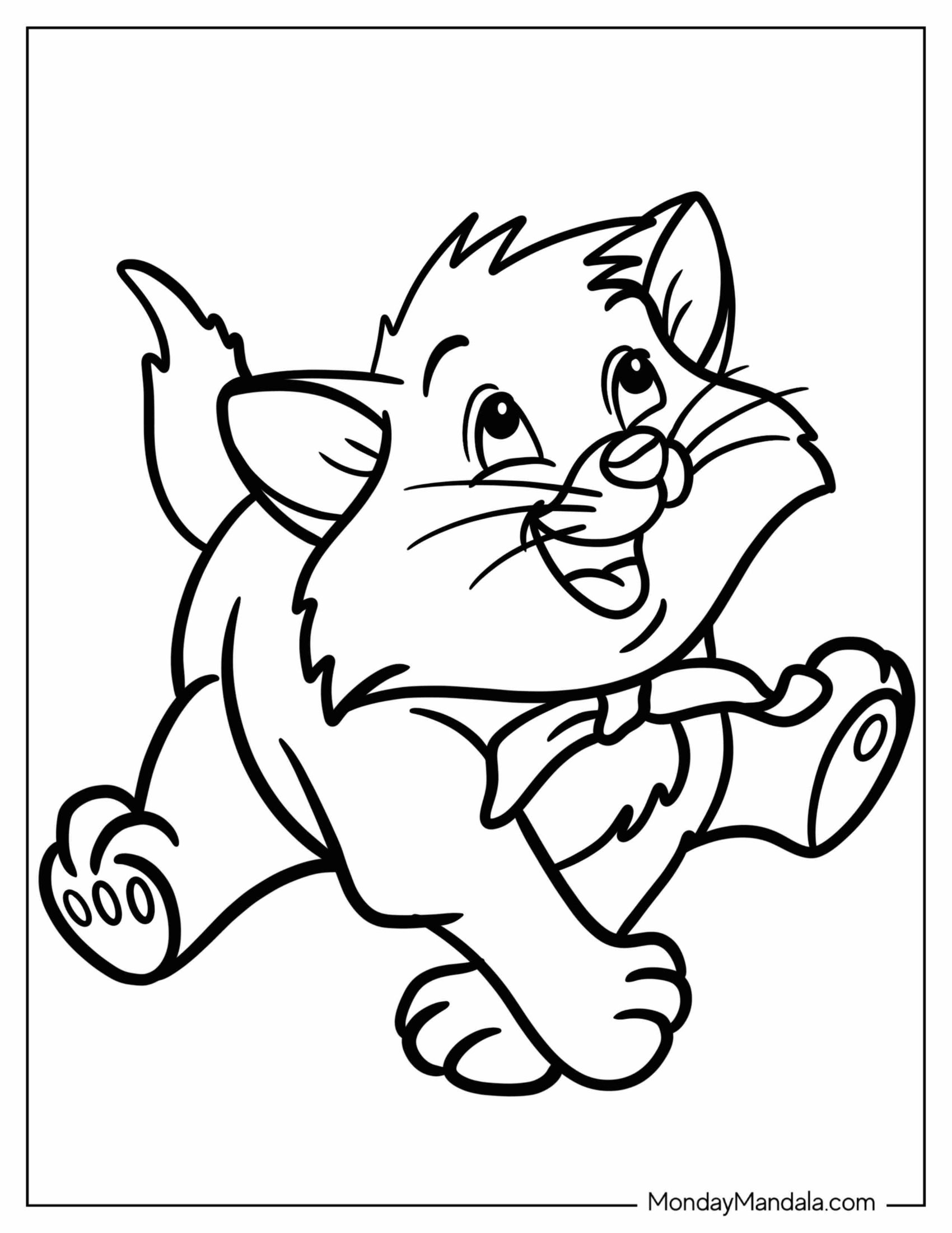 Aristocats Coloring Page Of Easy Outline Of Toulouse For Preschoolers