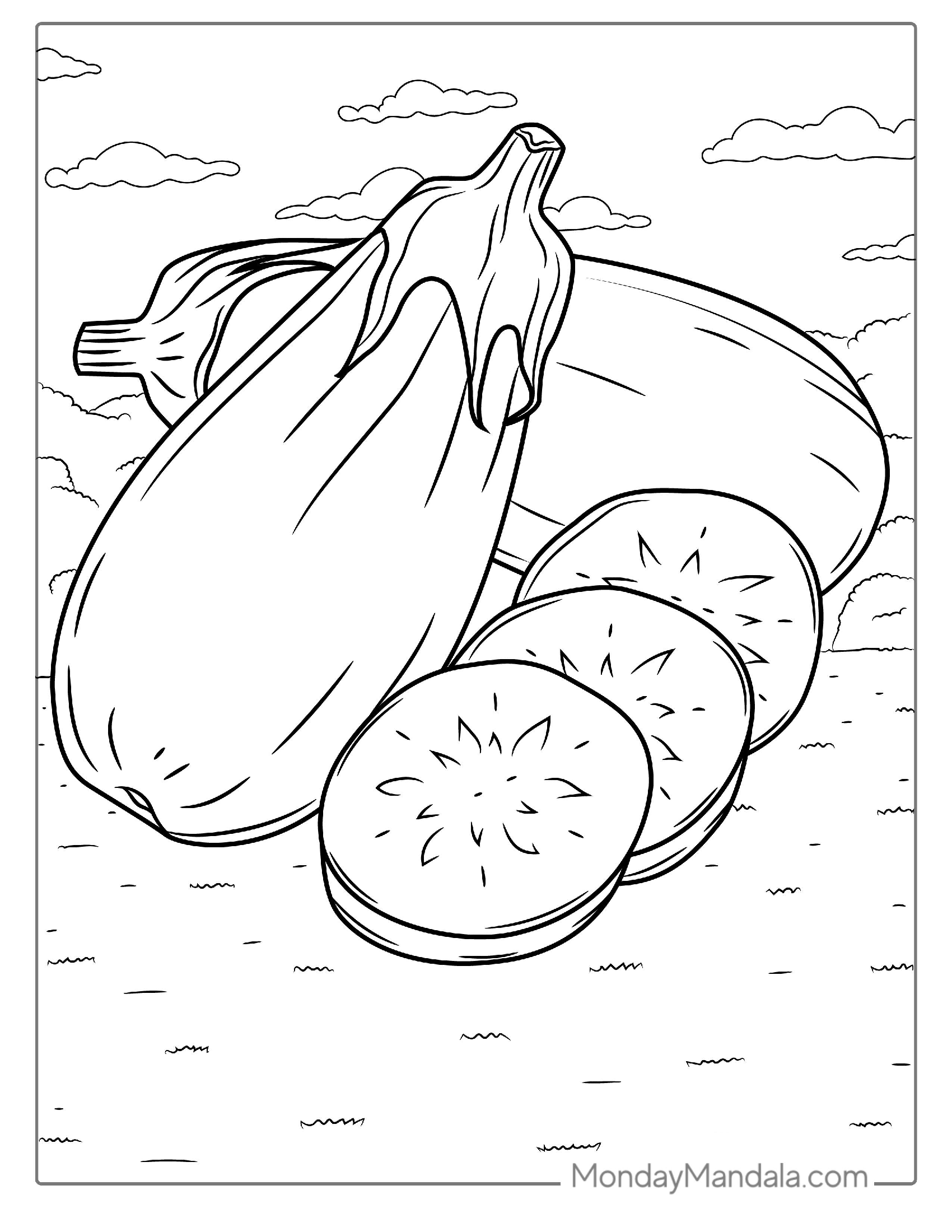 Aubergine Coloring Sheet For Kids