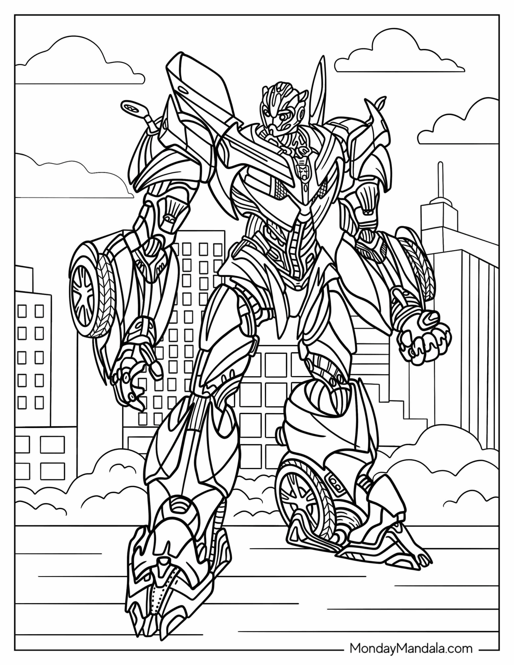 Autobot Bumblebee Coloring Page Form In The City