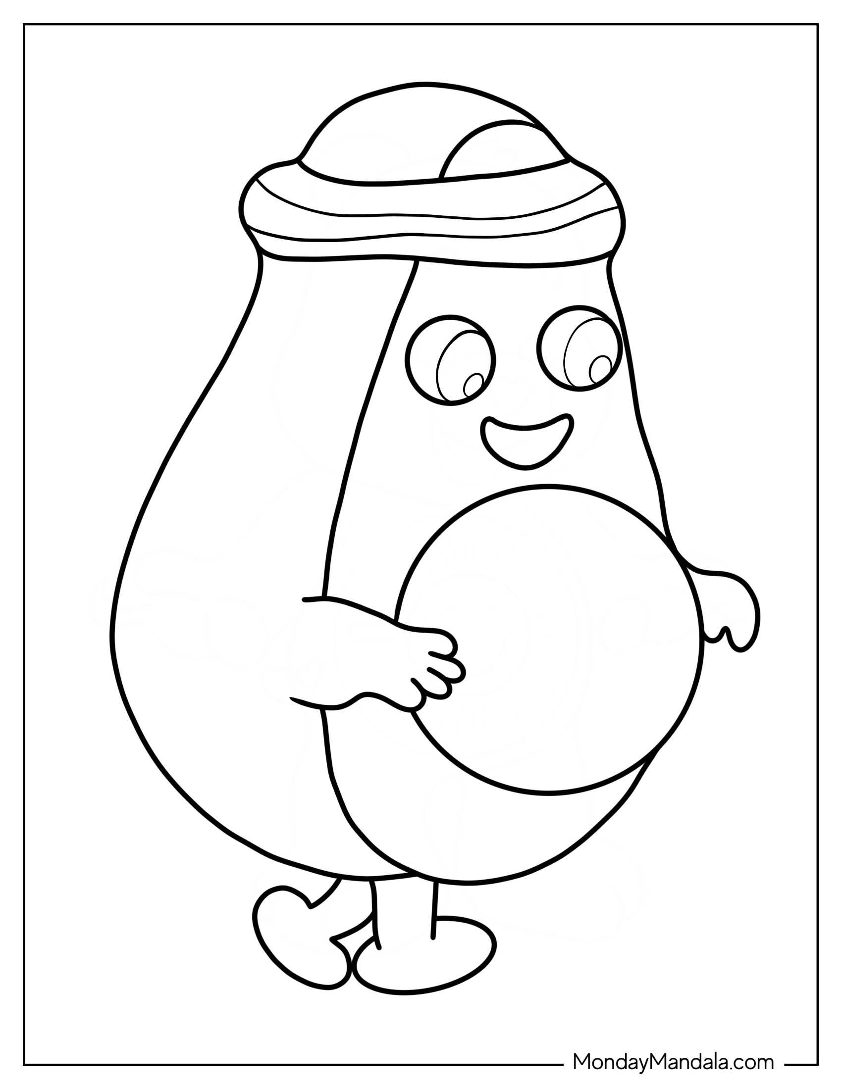 Avocados Coloring Page Of Slice Wearing Workout Headband