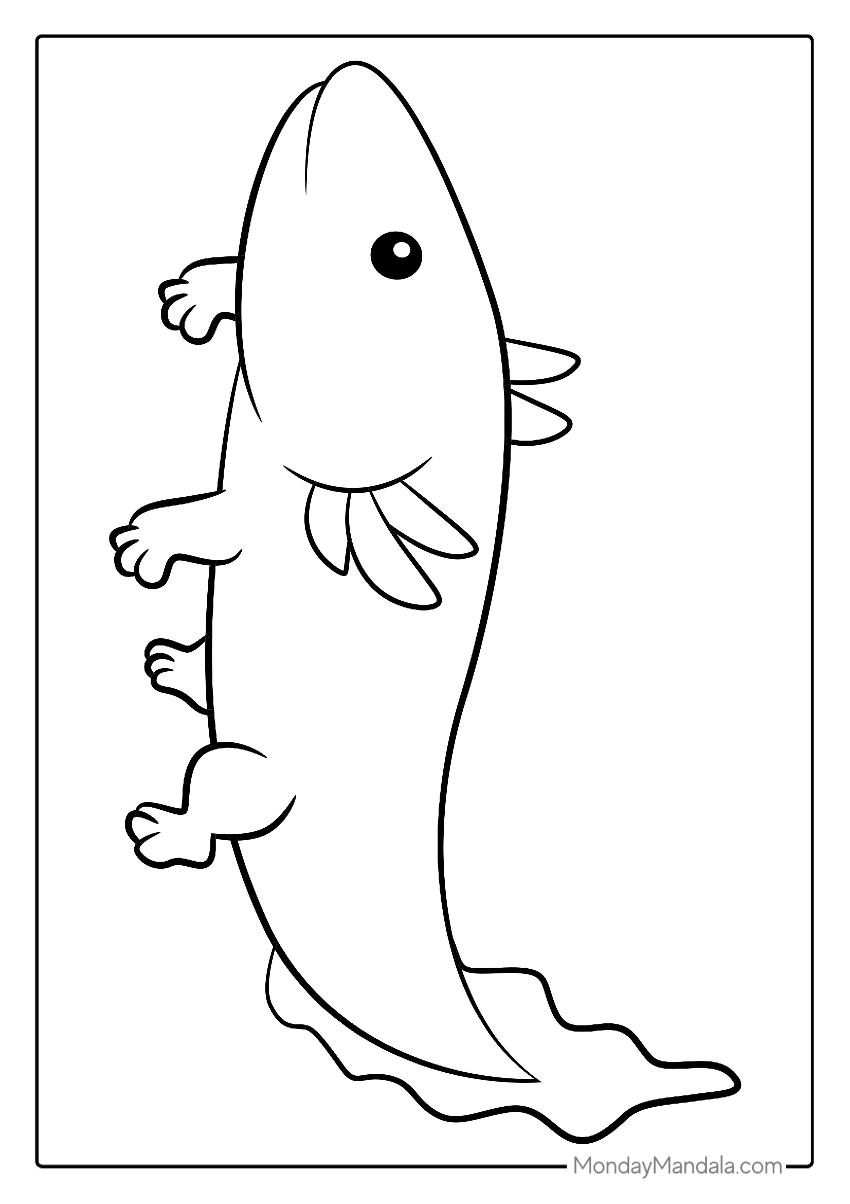 Axolotl Coloring Page For Kids