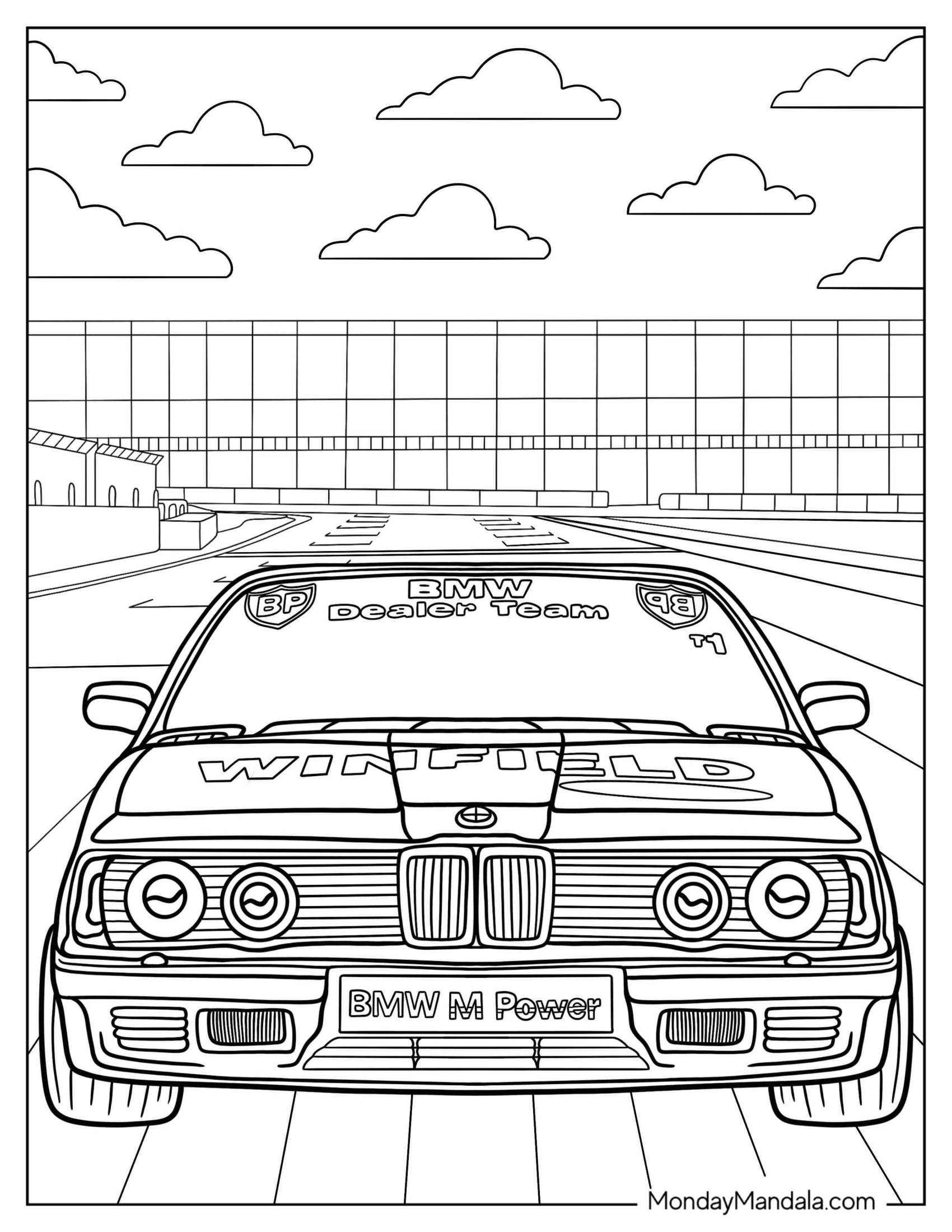 BMW Coloring Page 745i E23 Front View