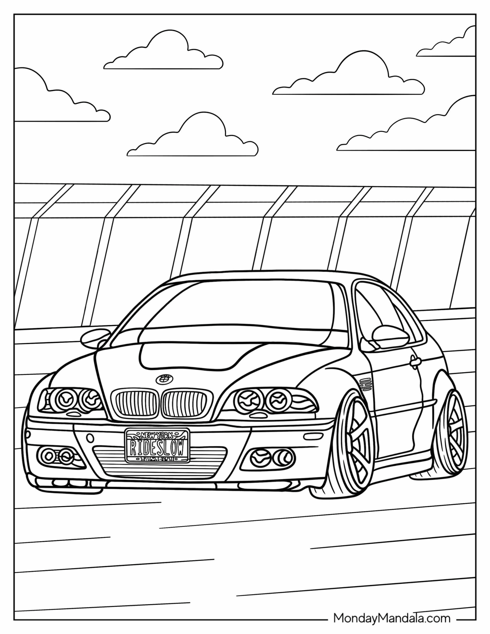 BMW Coloring Page E46 M3 On The Road