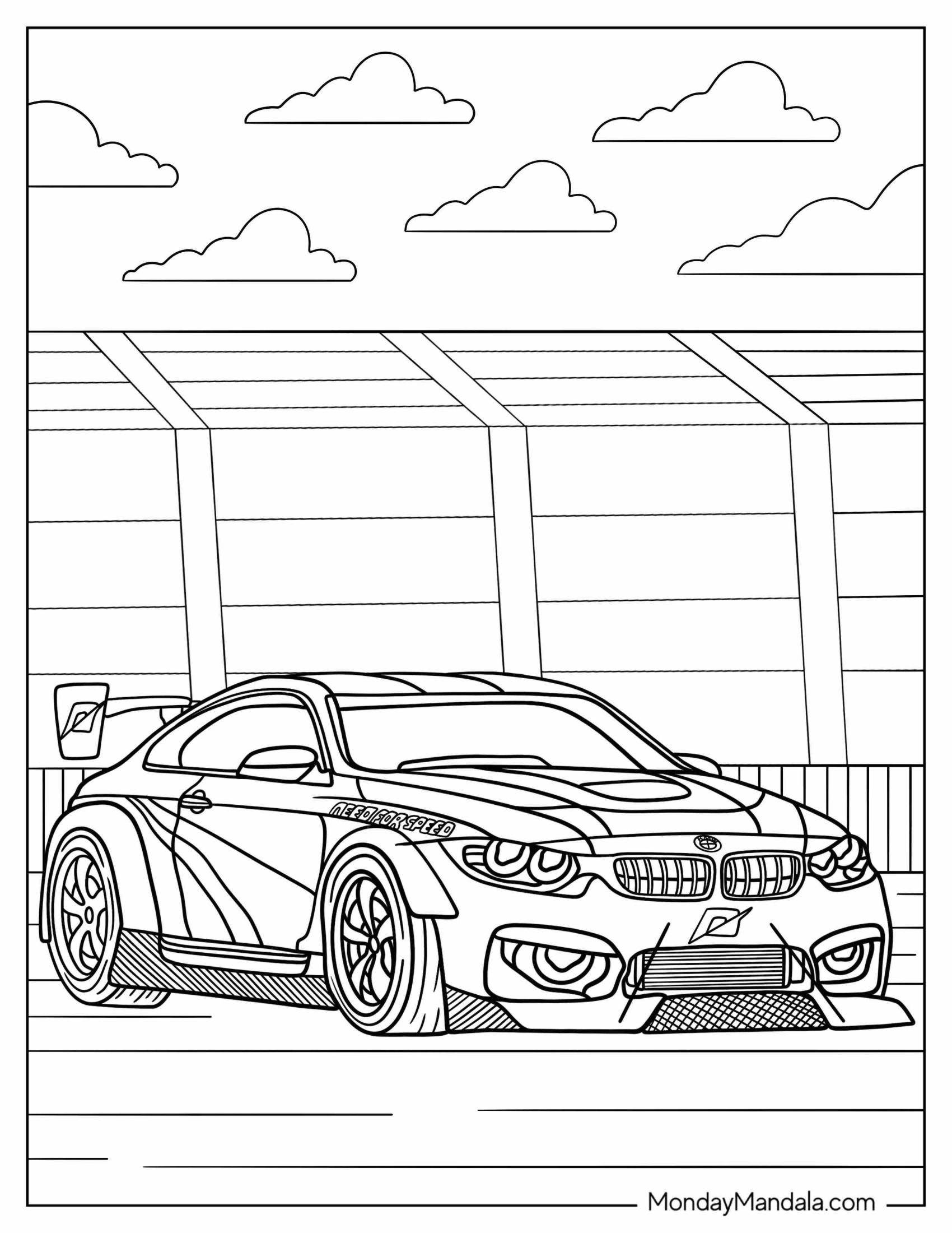 BMW Coloring Page M4 Race Car