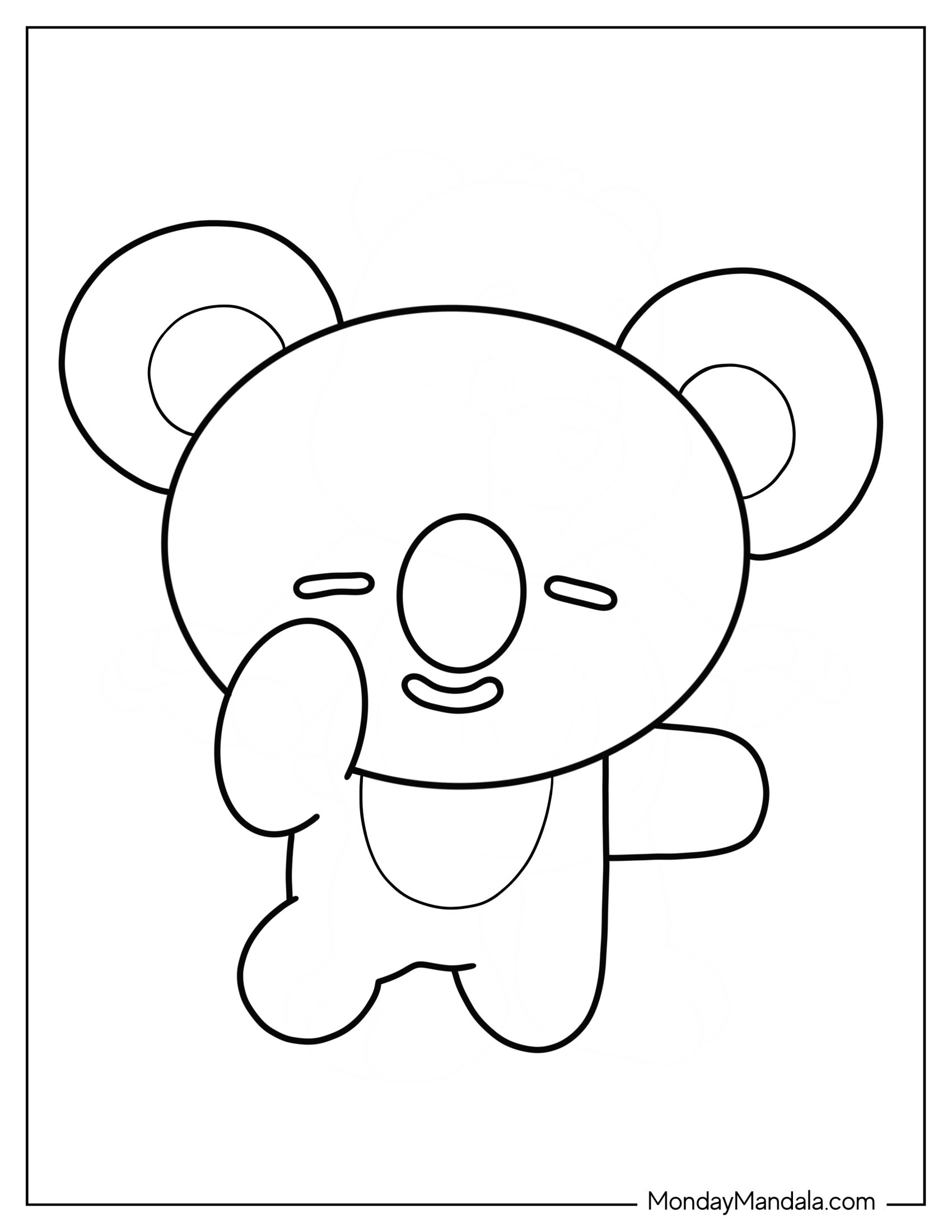 BT21 Coloring Page Of Easy Koya For Kids