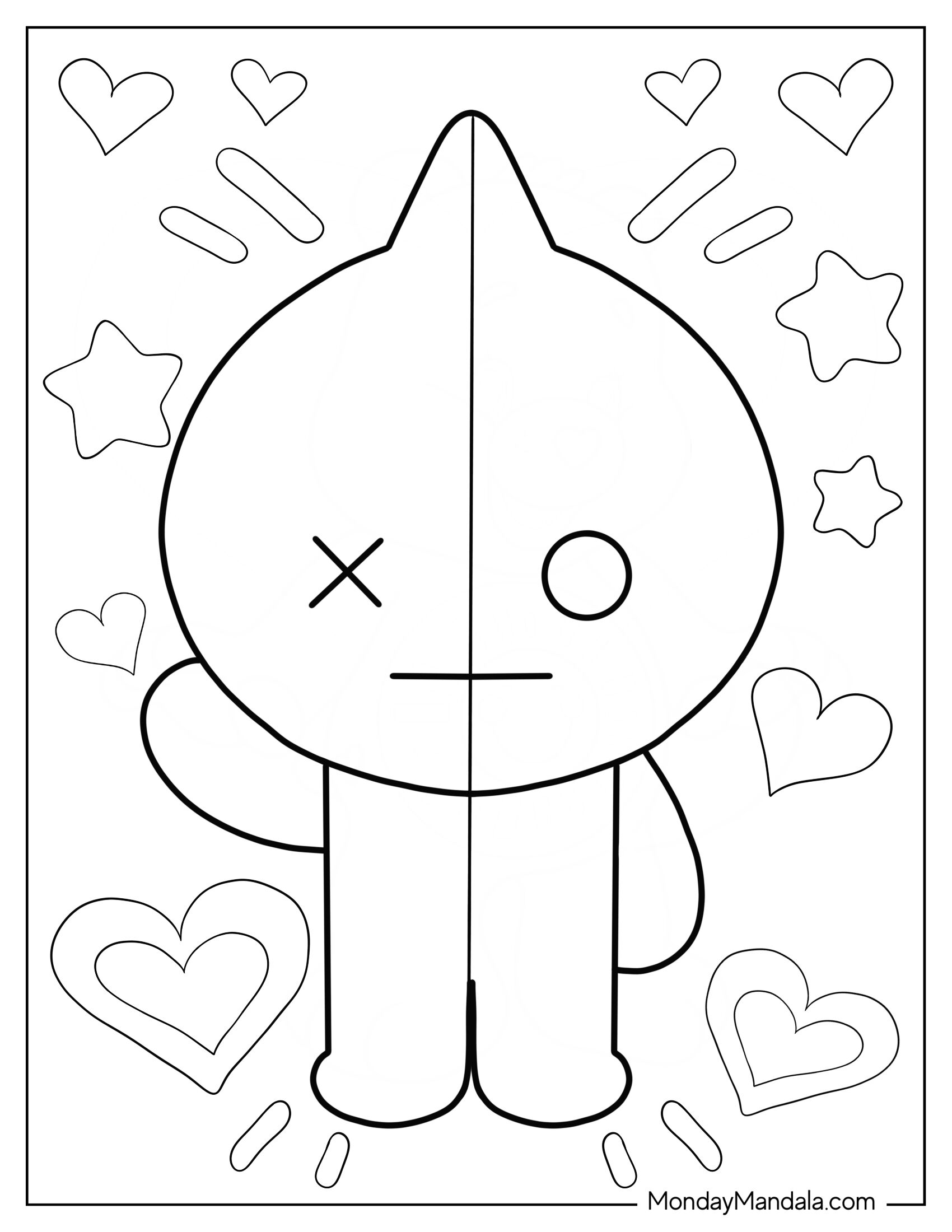 BT21 Coloring Page Of Simple Van Waving For Preschoolers