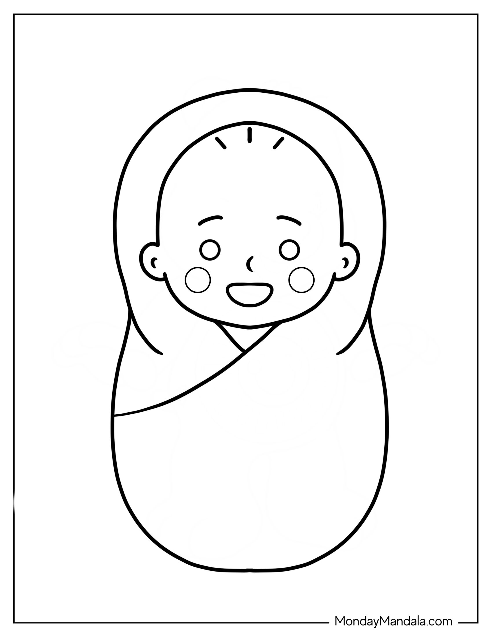 Baby Coloring Page Swaddled In Blanket