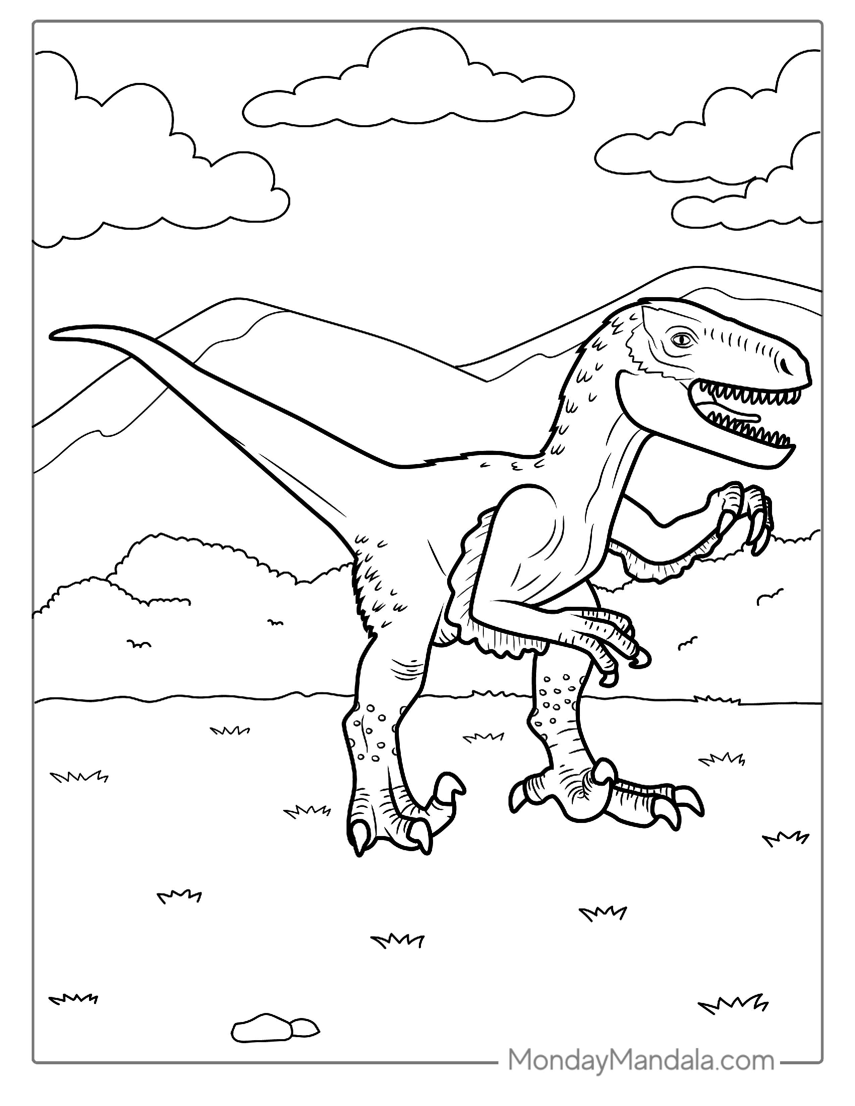 Baby Feathered Velociraptor Coloring Page