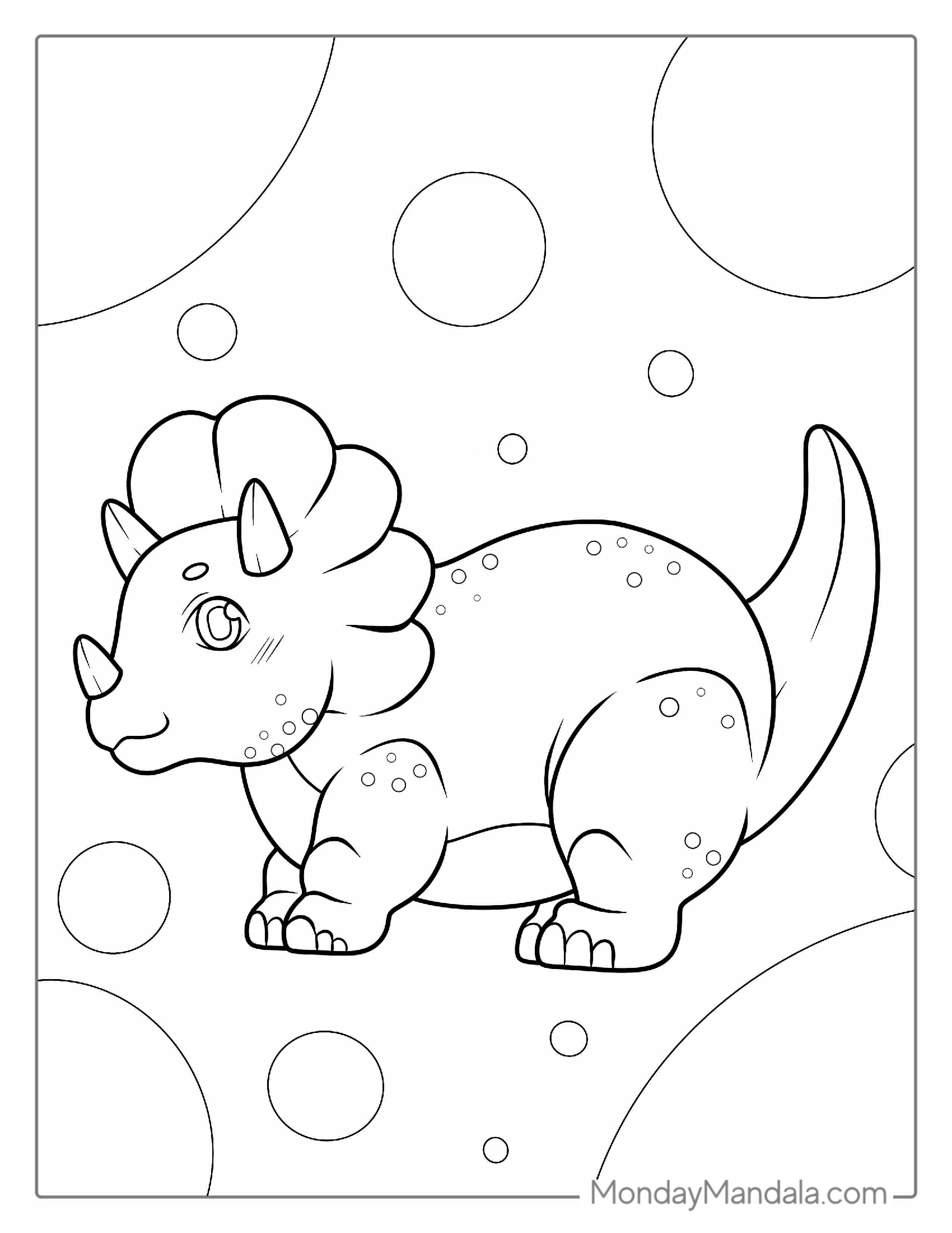 Baby Triceratops Coloring Sheet For Kids