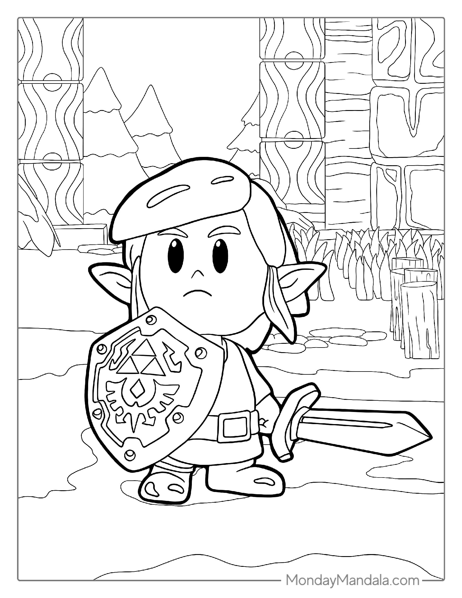 Baby Zelda Coloring Page With Link Holding Sword