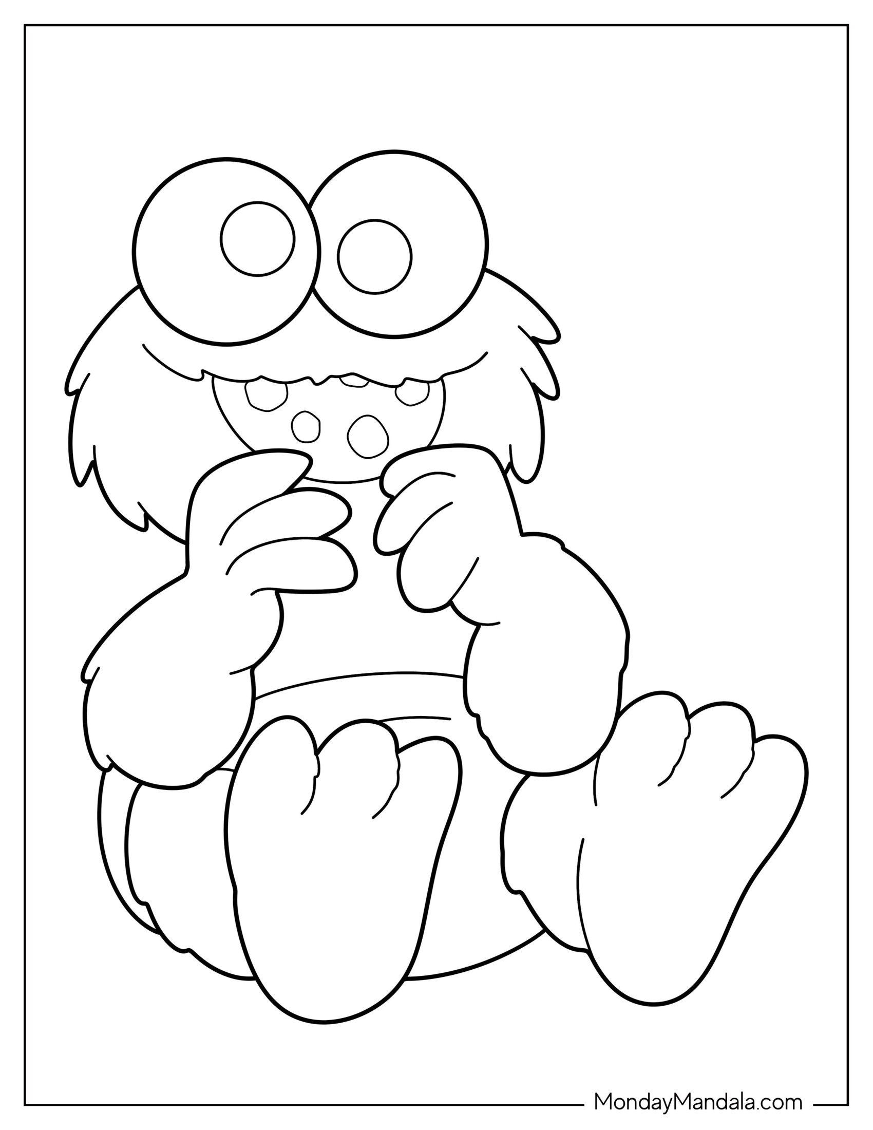 BabyCookie Monster Coloring Page Eating Cookies For Preschoolers