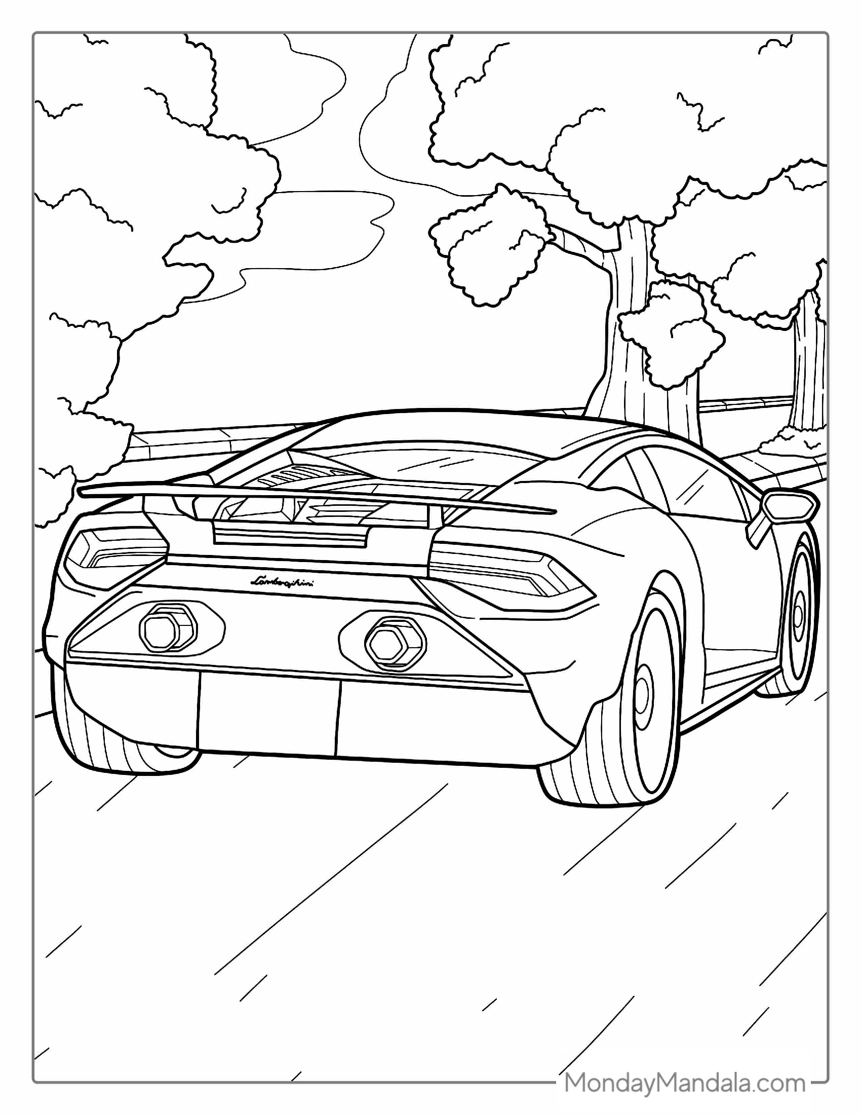 Back Profile Of Lamborghini Aventador To Color