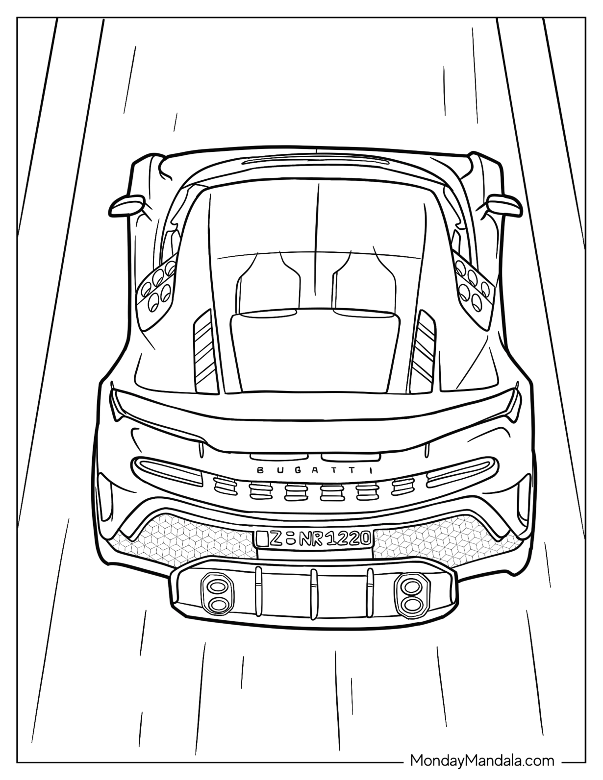 Back View Of Bugatti Coloring Page Centodieci