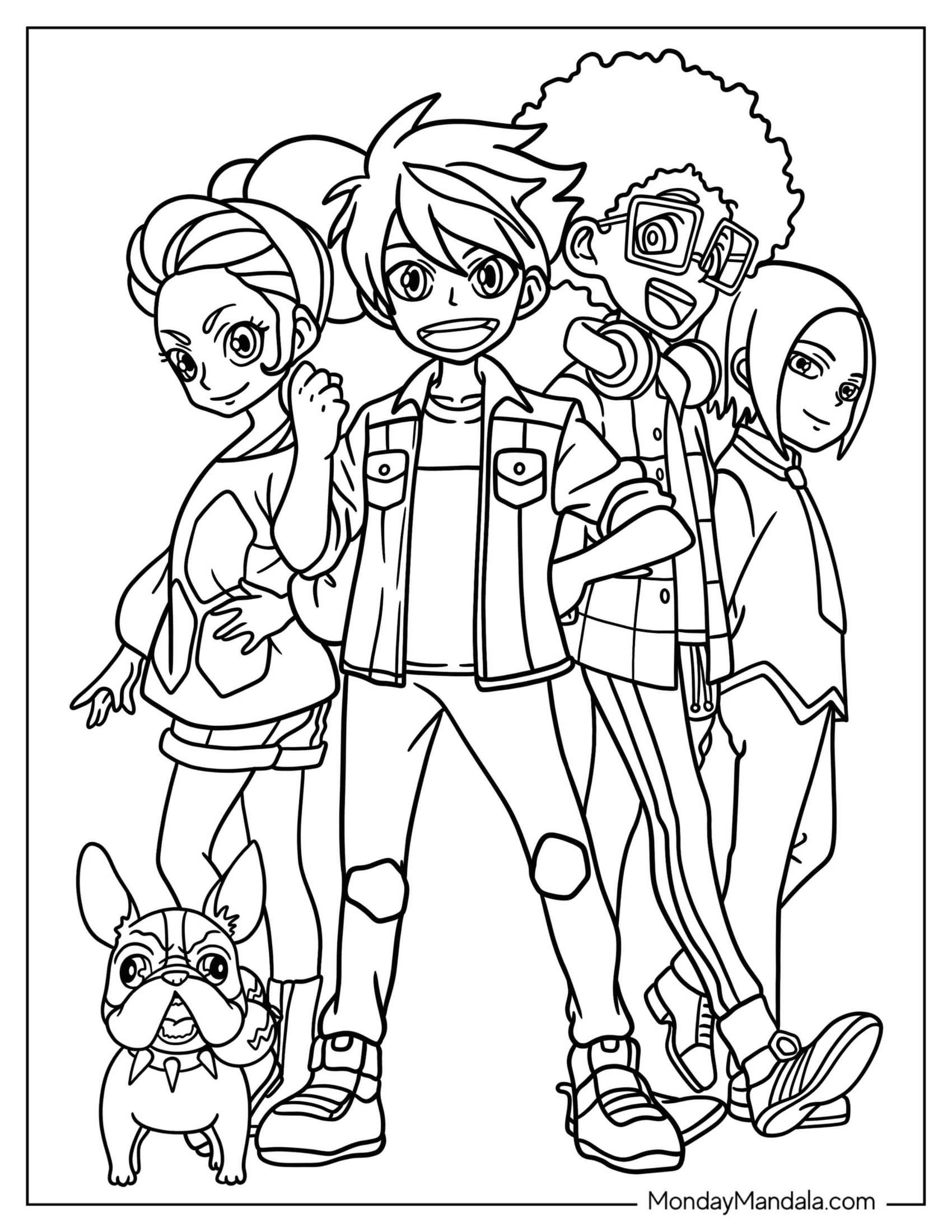 Bakugan Coloring Page Of Lia Venegas, Dan Kouzo, Wynton Styles, And Shun Kazami