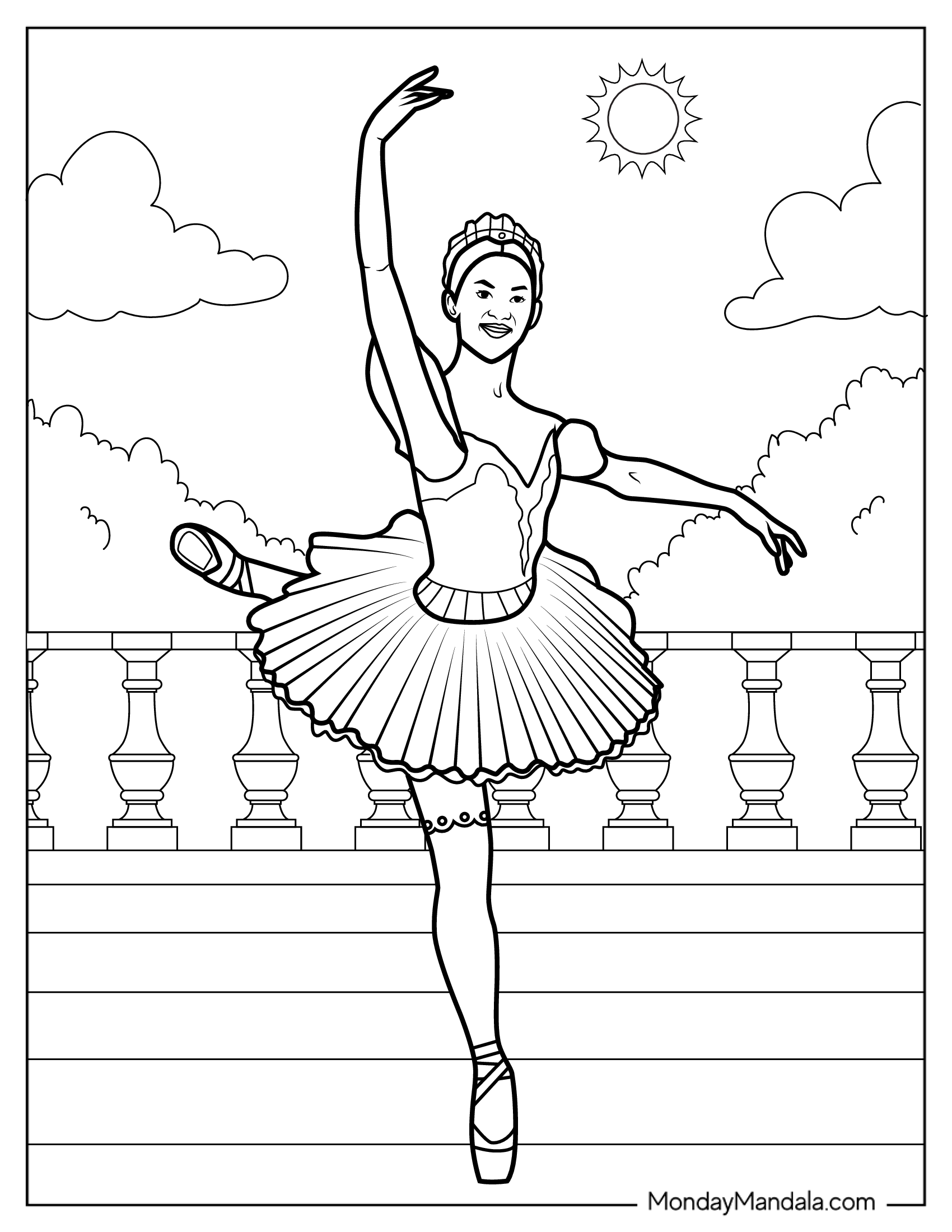 Ballerina Dancing Coloring Page