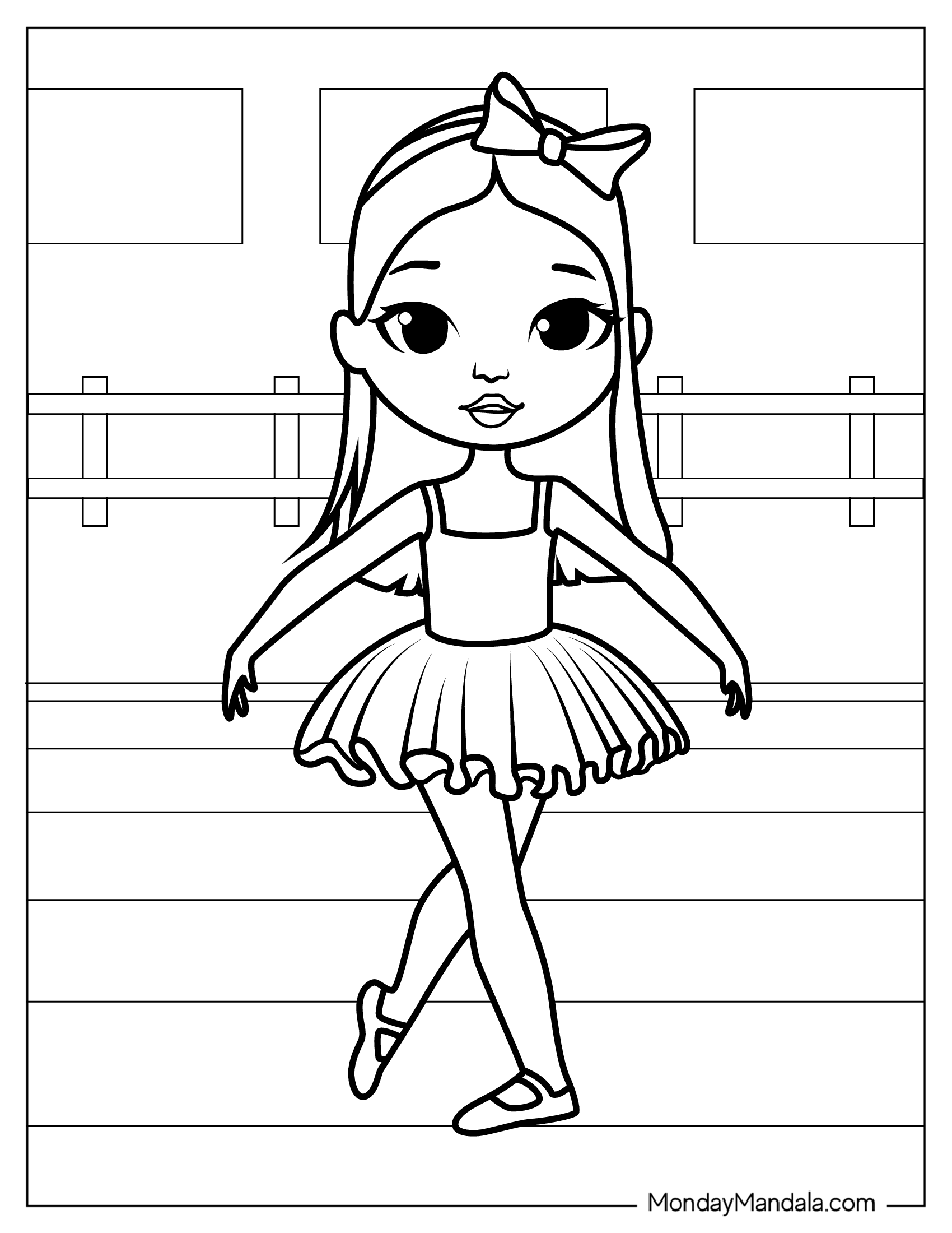 Ballerina Doing a Curtsy To Color