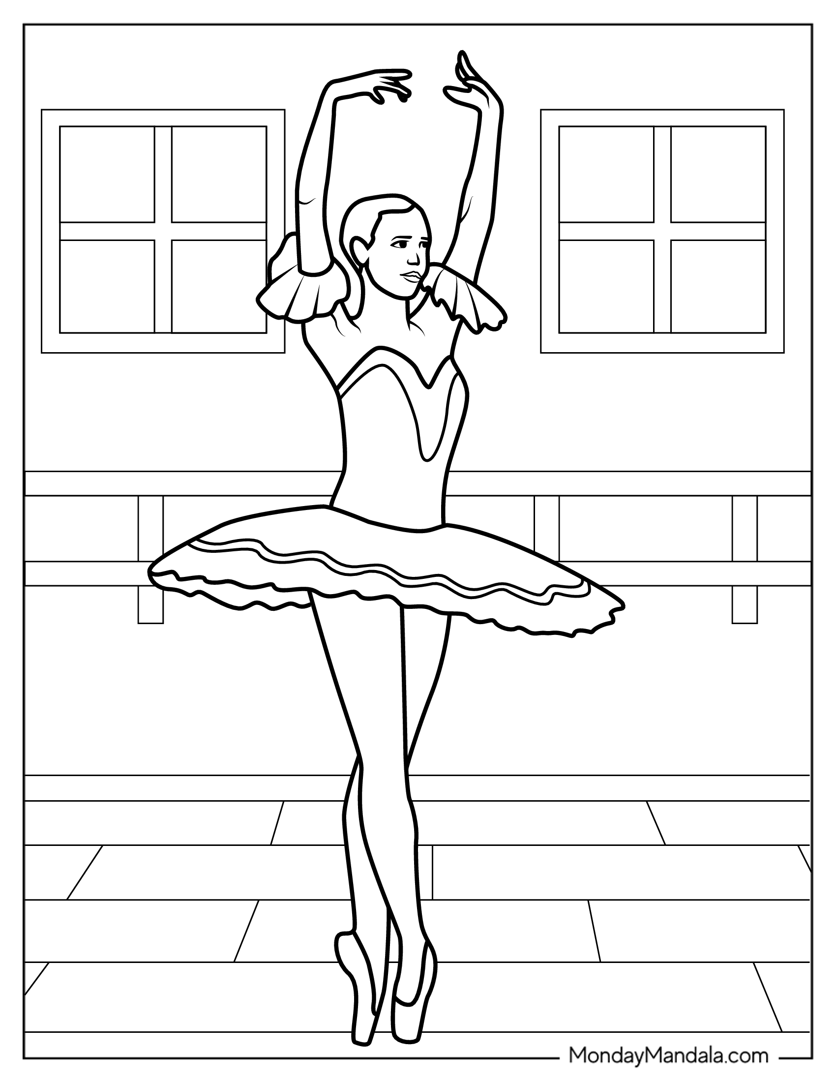 Ballerina Standing On Toes To Color