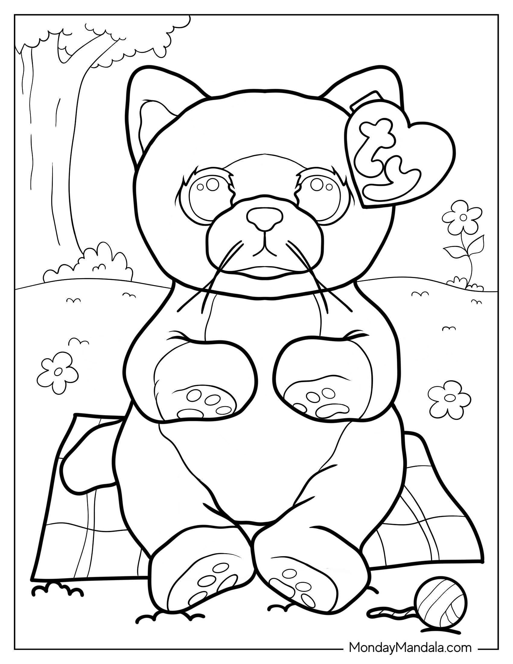 Beanie Boo Coloring Page Of Lillibelle Sitting On Picnic Mat