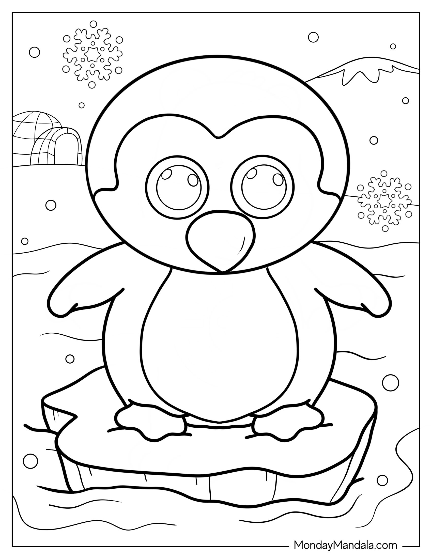 Beanie Boo Coloring Page Of Waddles In Winter Wonderland