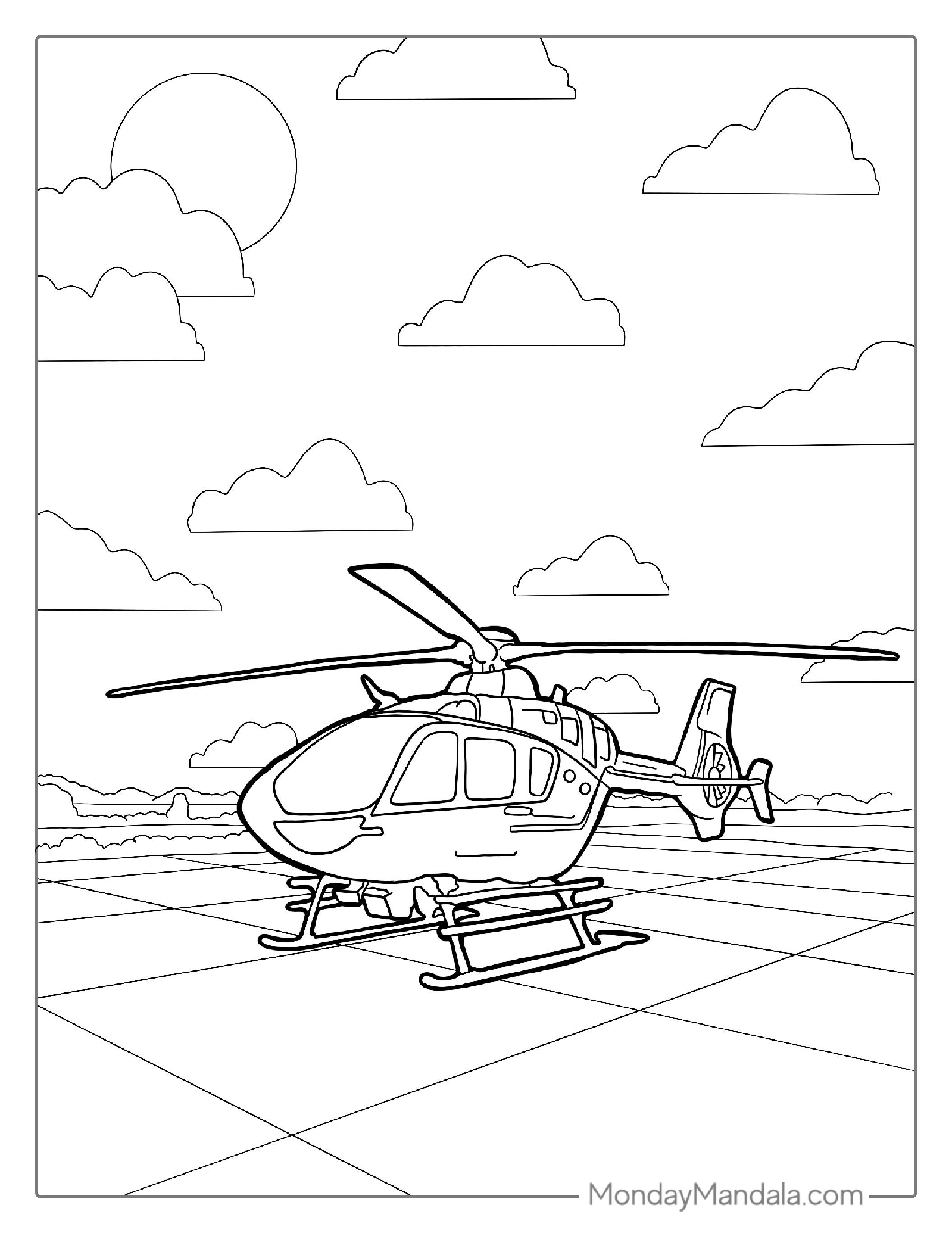 Bell 206 Helicopter Coloring Sheet