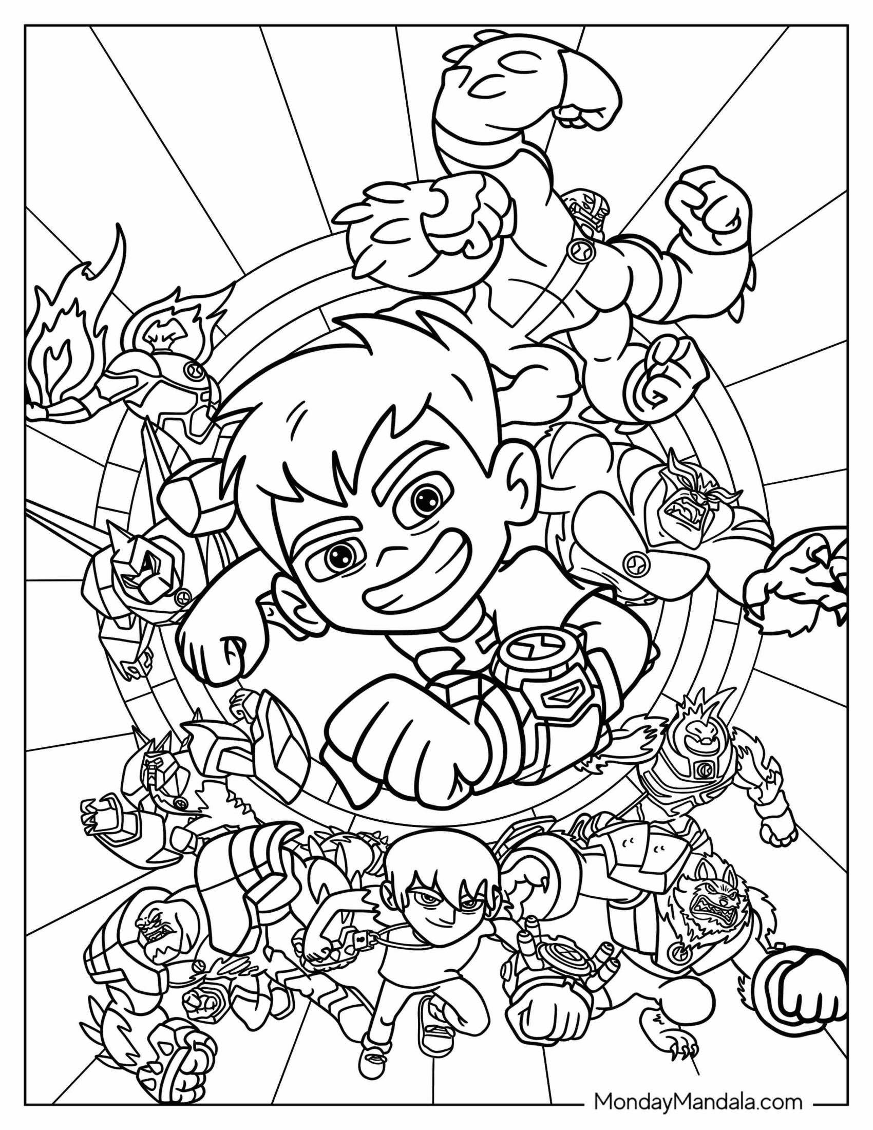 Ben 10 Coloring Page Of And Kevin Levin With Aliens