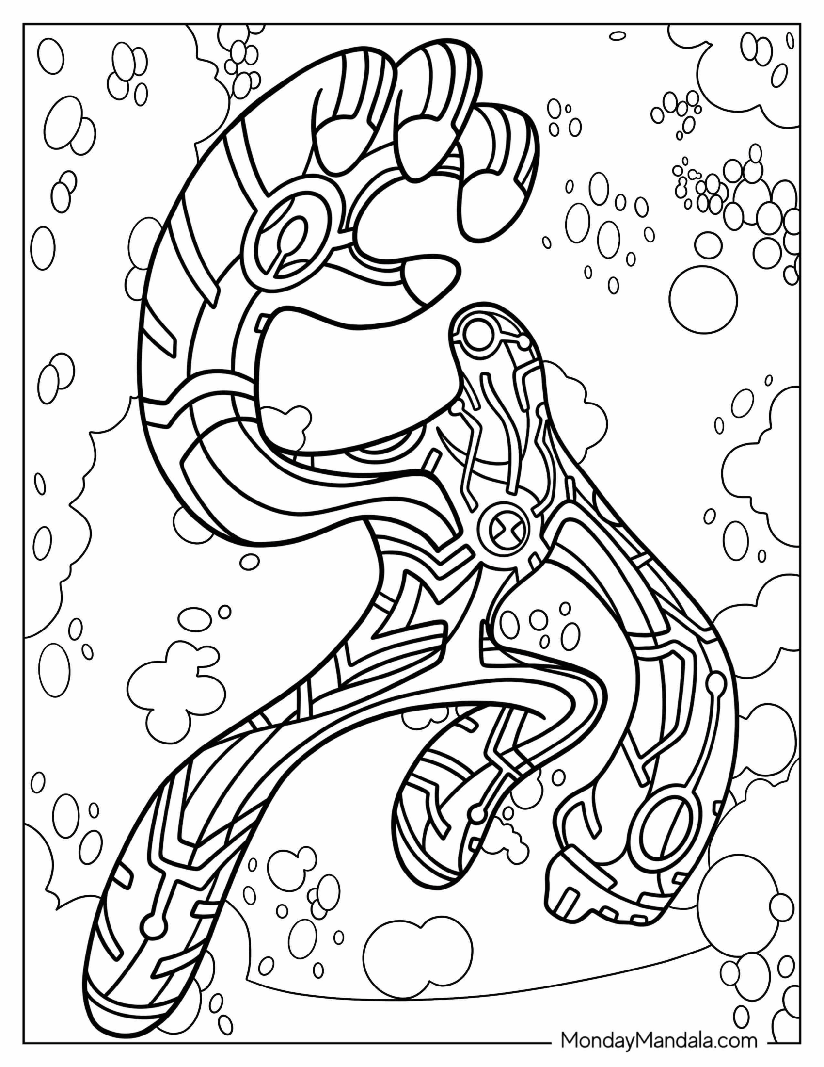 Ben 10 Coloring Page Of Upgrade Using Powers