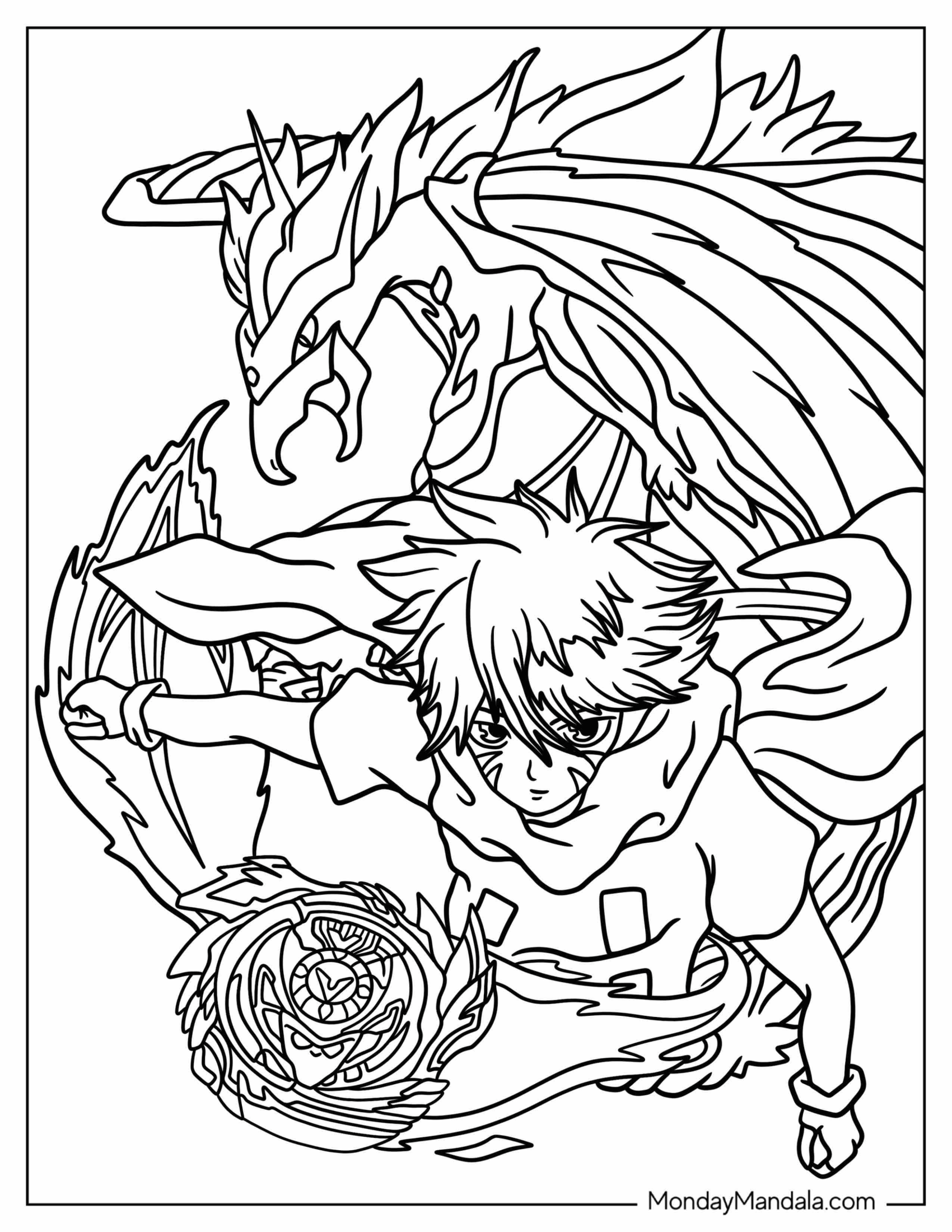 Beyblade Coloring Page Of Kai Hiwatari With Danzer