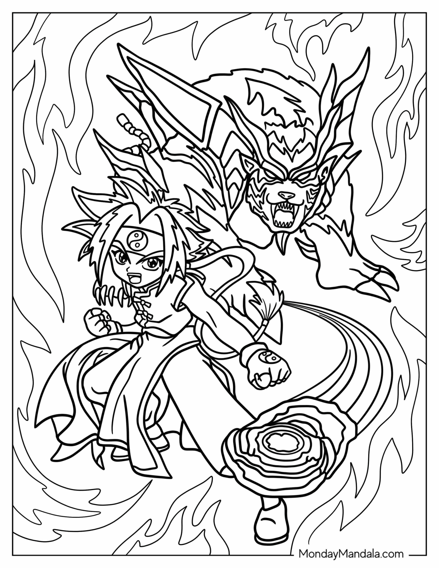 Beyblade Coloring Page Of Ray Kon With Beyblade Driger