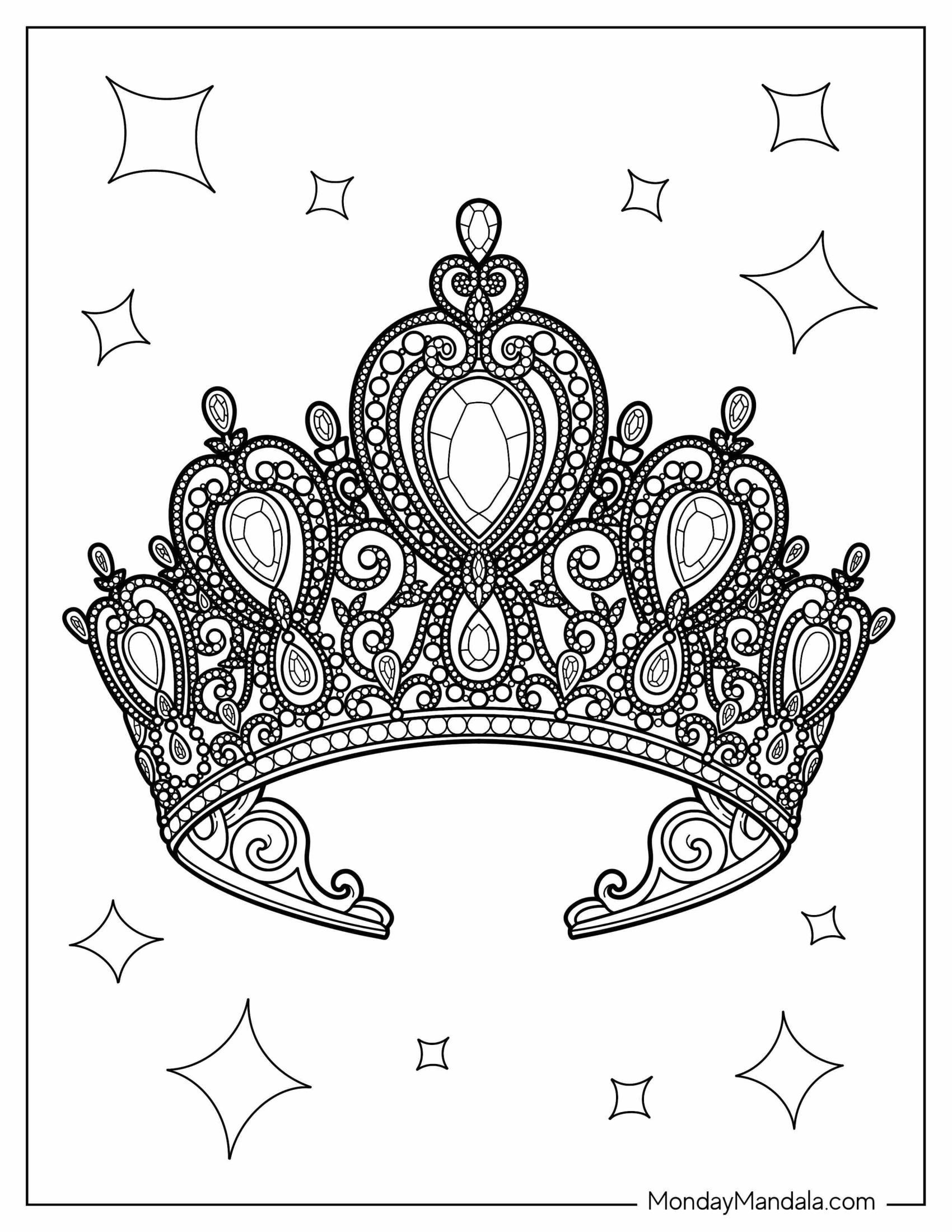 Big Realistic Crown Coloring Page