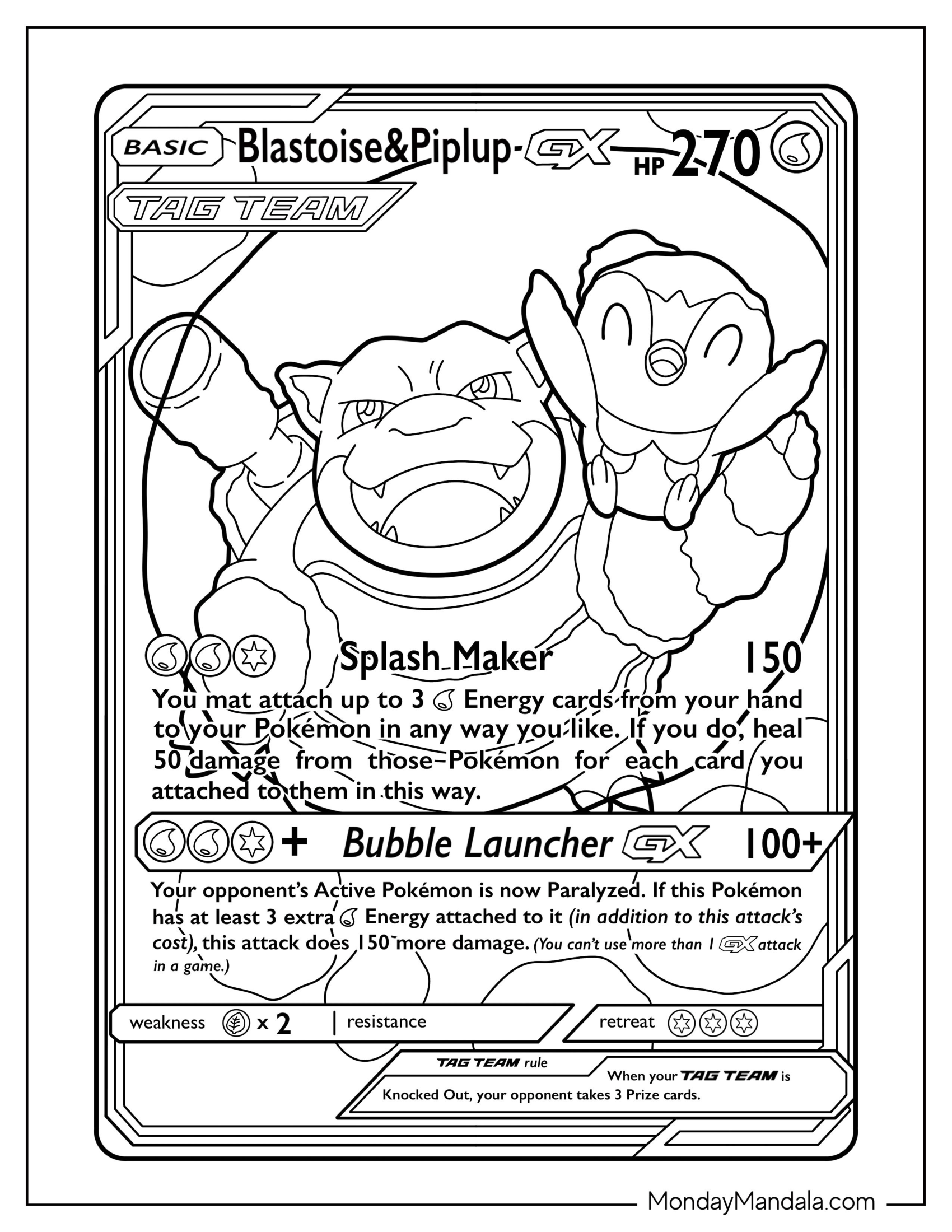 Blastoise Coloring Page And Piplub Slash Maker Pokemon Card